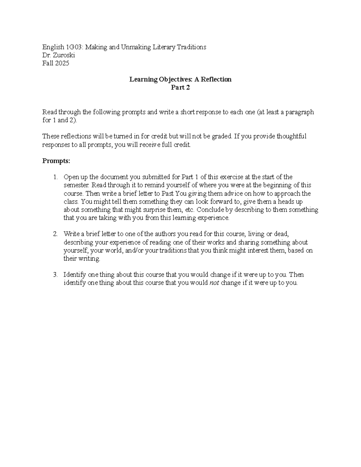English 1G03: Closing Reflection on Literary Traditions - Studocu