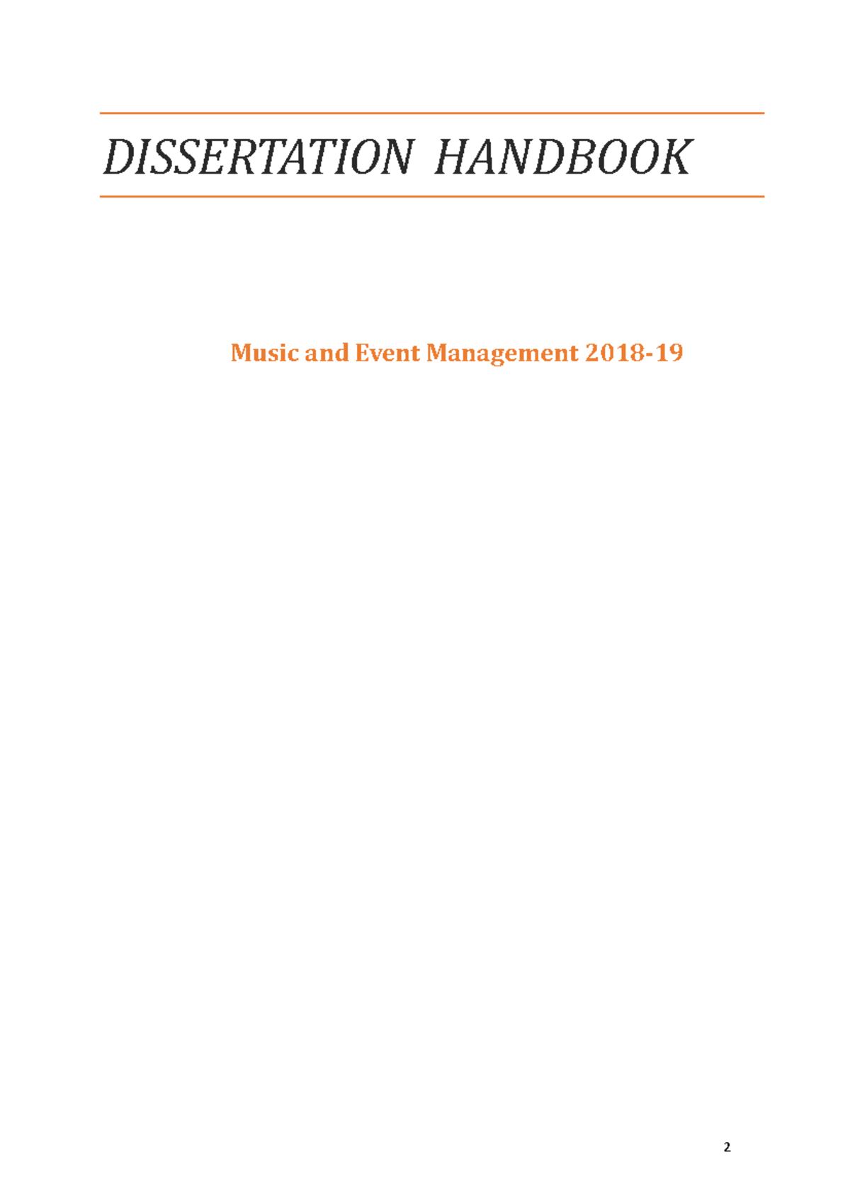 Dissertation Handbook 2018-19 - DISSERTATION HANDBOOK Music and Event ...