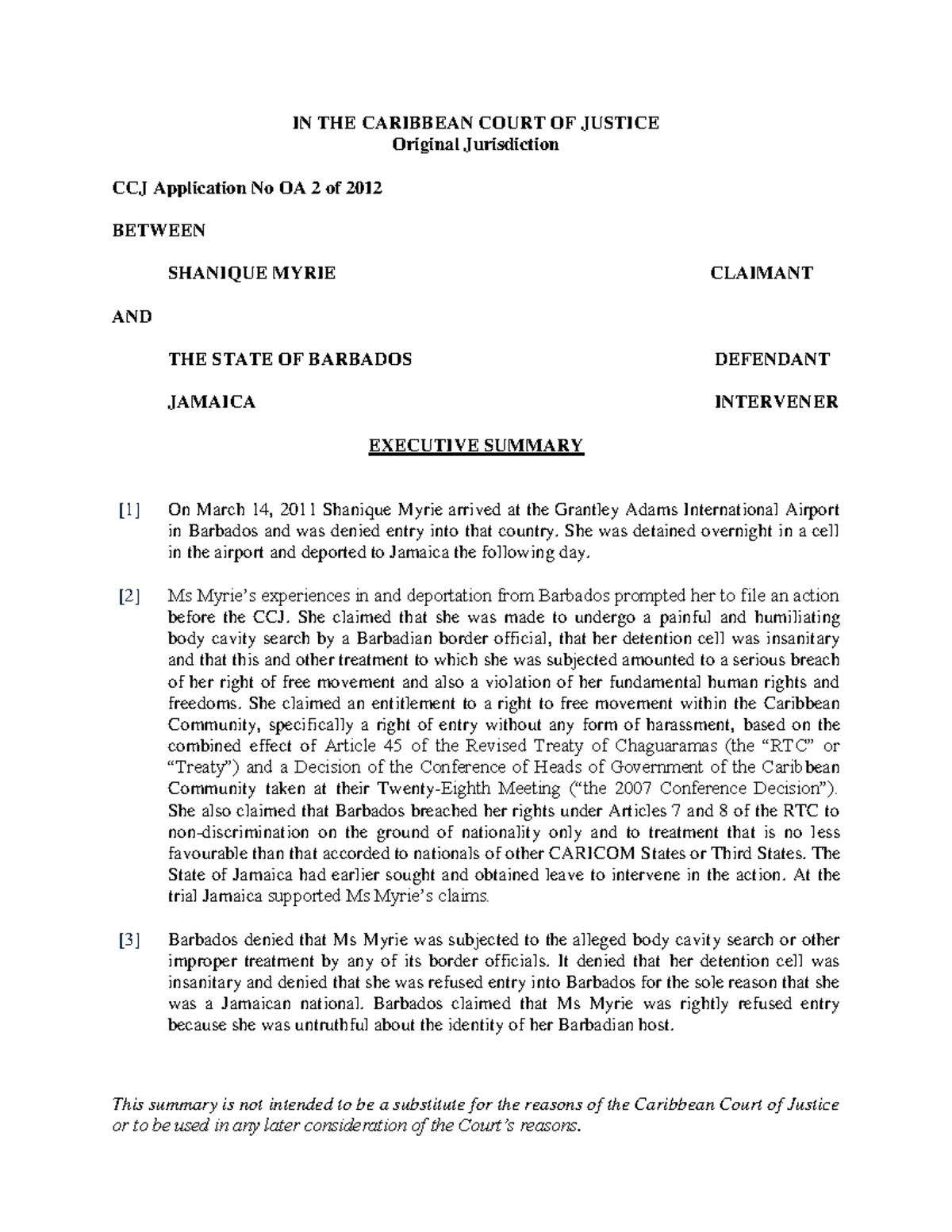 2013 CCJ 3 OJ1 - Gender Rights and Entry Discrimination Analysis - Studocu