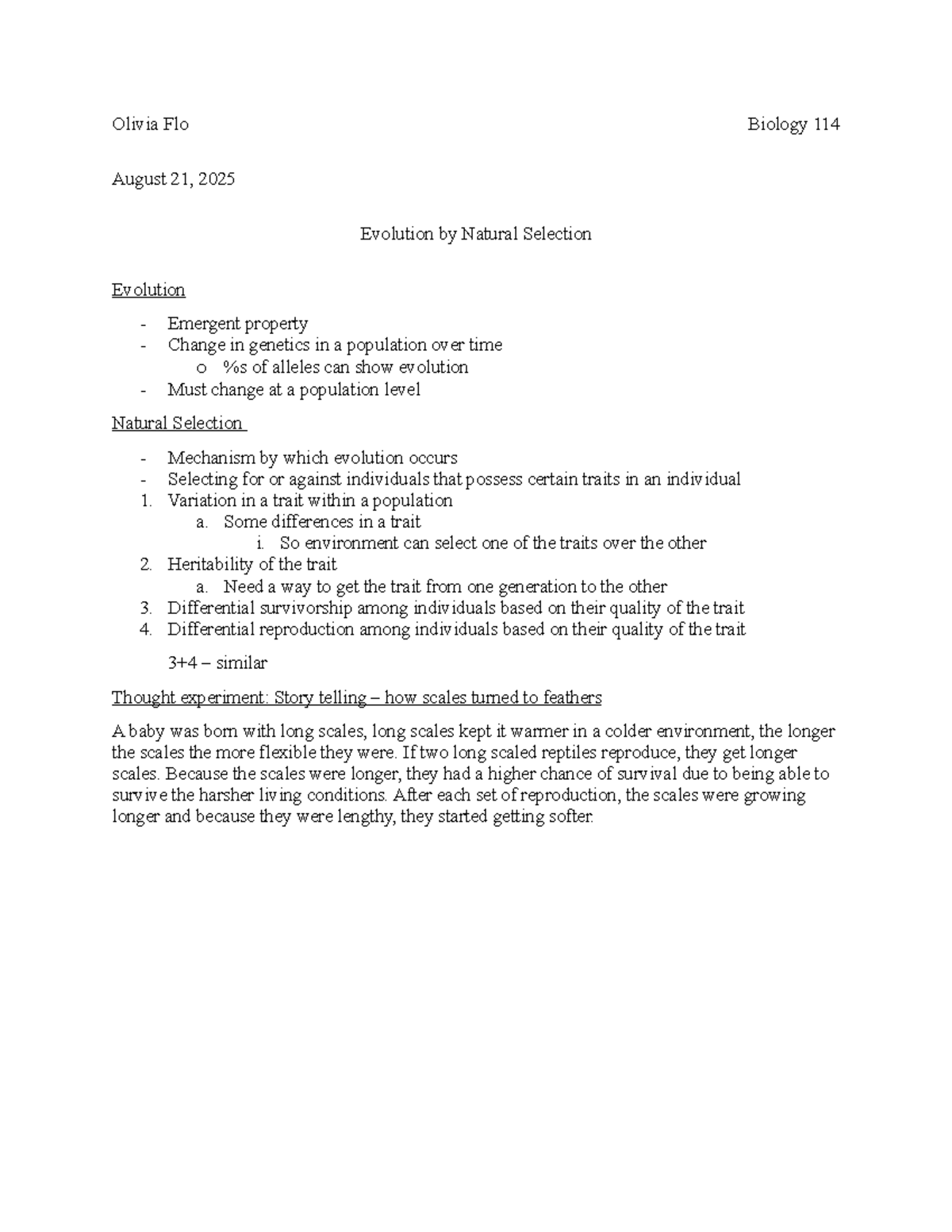 Biology 114 - Lecture Notes on Evolution & Natural Selection - Studocu