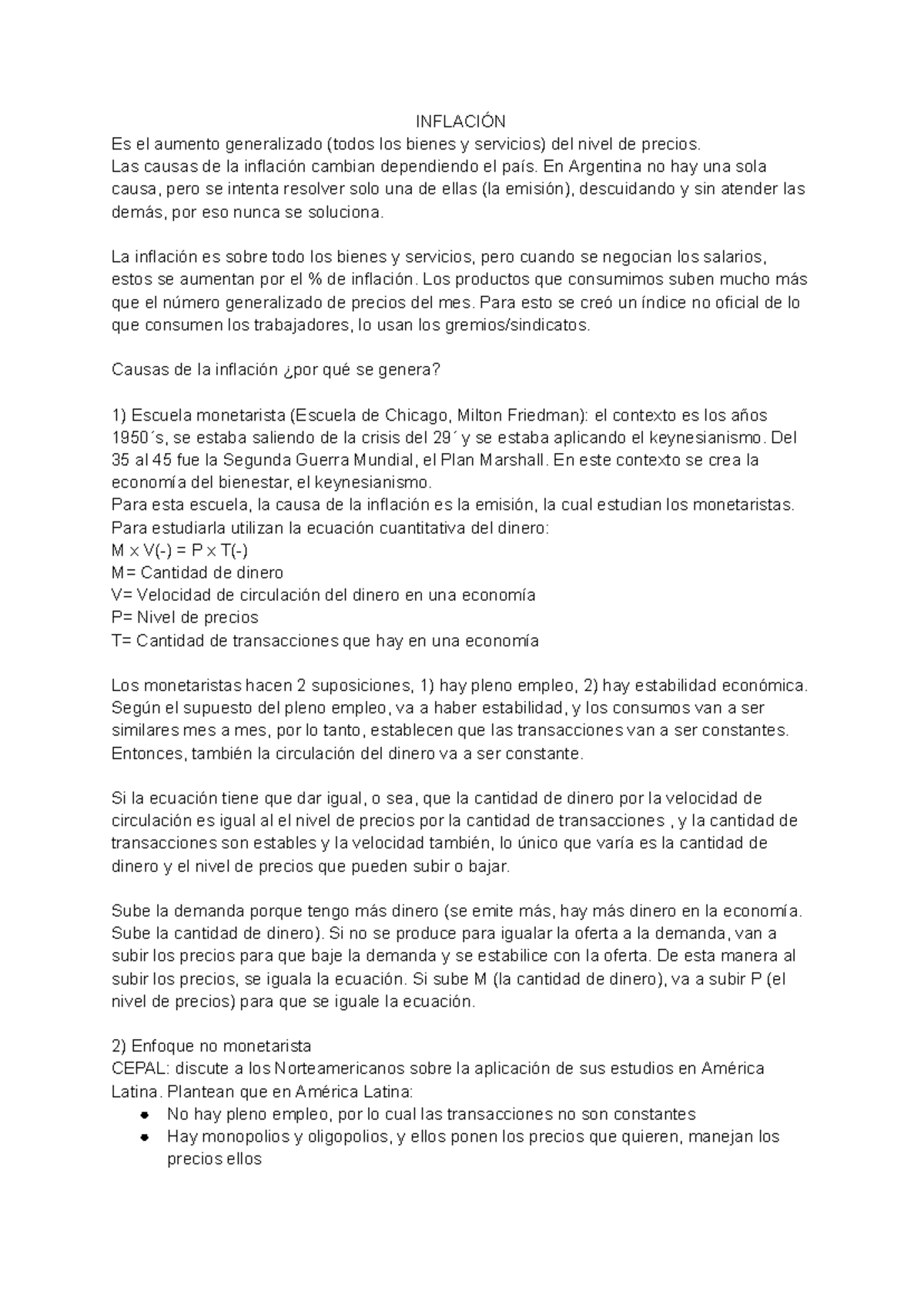 Resumen del Análisis de la Inflación y su Impacto en la Economía - E ...