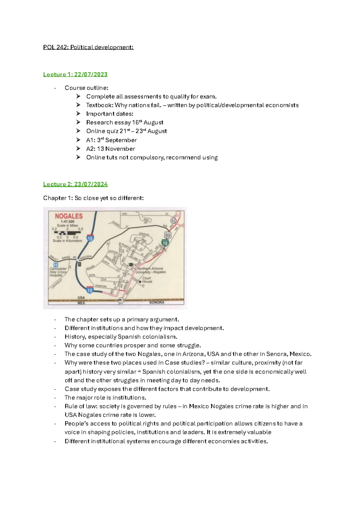 POL 242 A1: Notes on Political Development and Institutional Impact ...