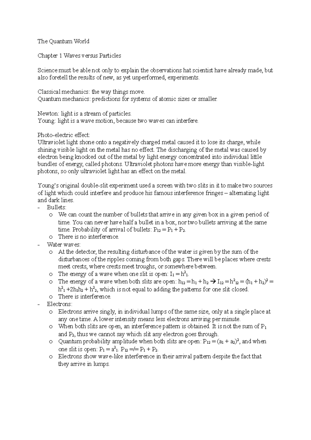 Summary of Quantum Mechanics Concepts: Overview and Key Principles ...