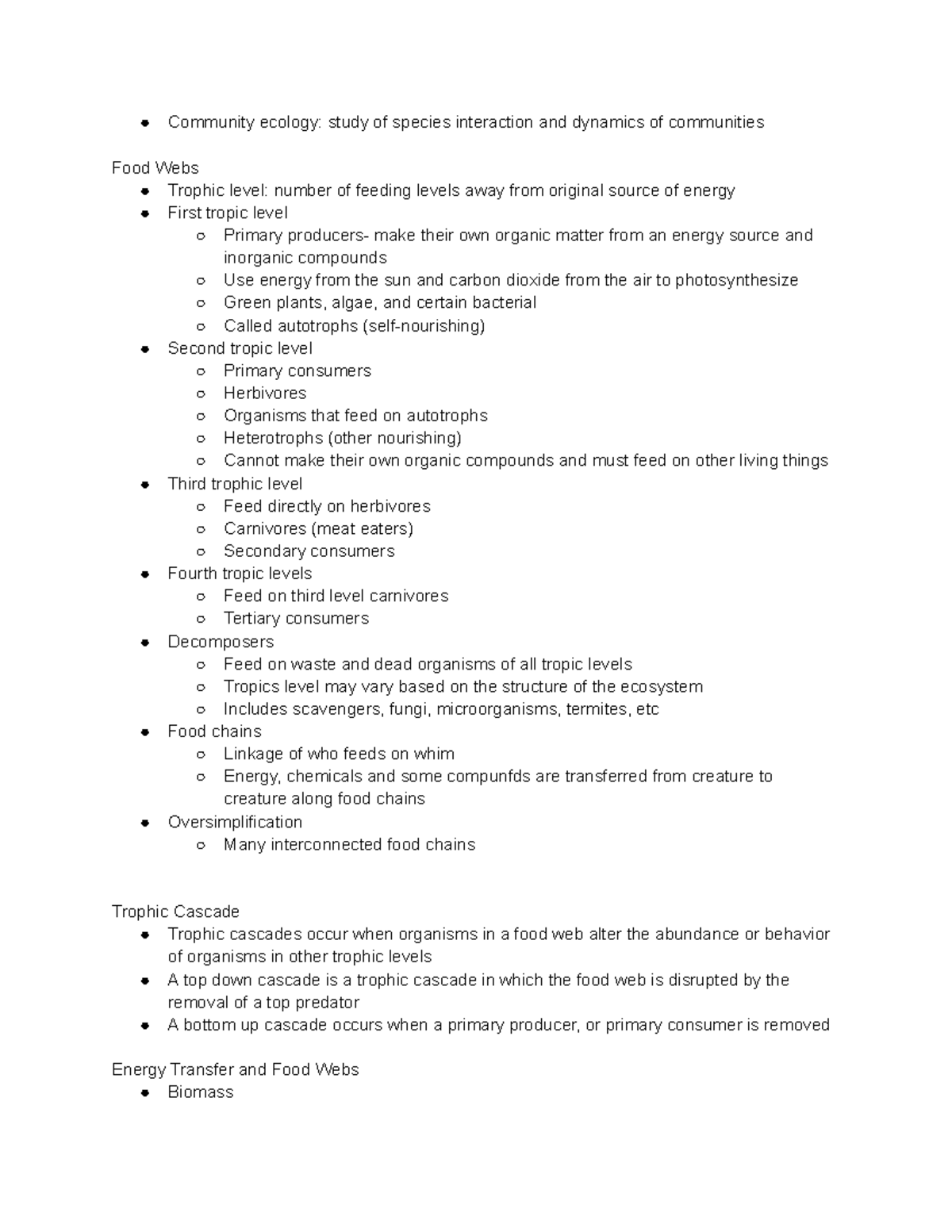 Ecology and Ecosystems II - Community ecology: study of species ...