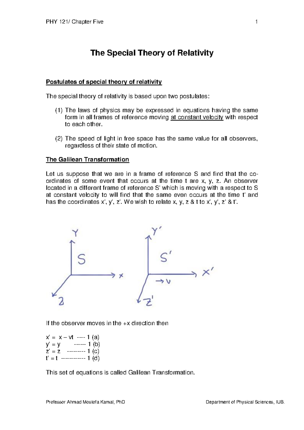 PHY Chapter 5: Special Theory of Relativity Overview and Key Concepts ...