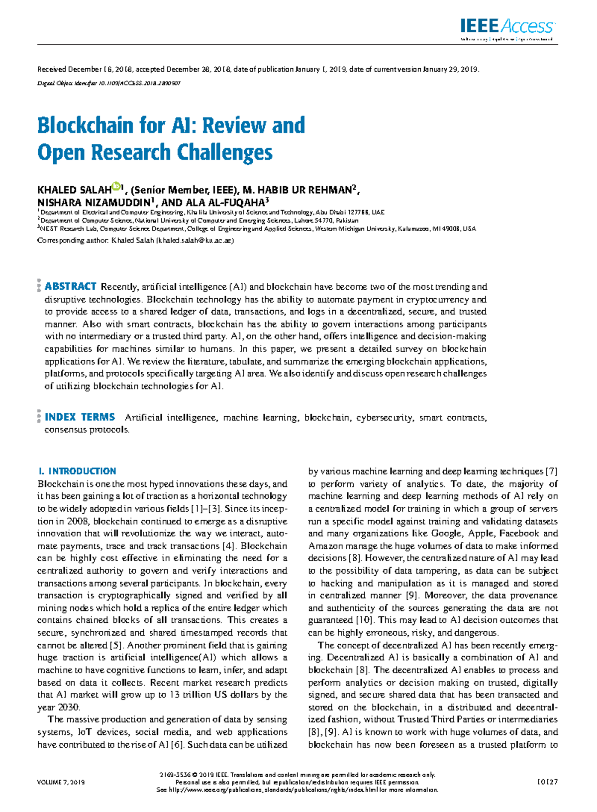 Lab 8 - Blockchain for AI - Received December 16, 2018, accepted ...