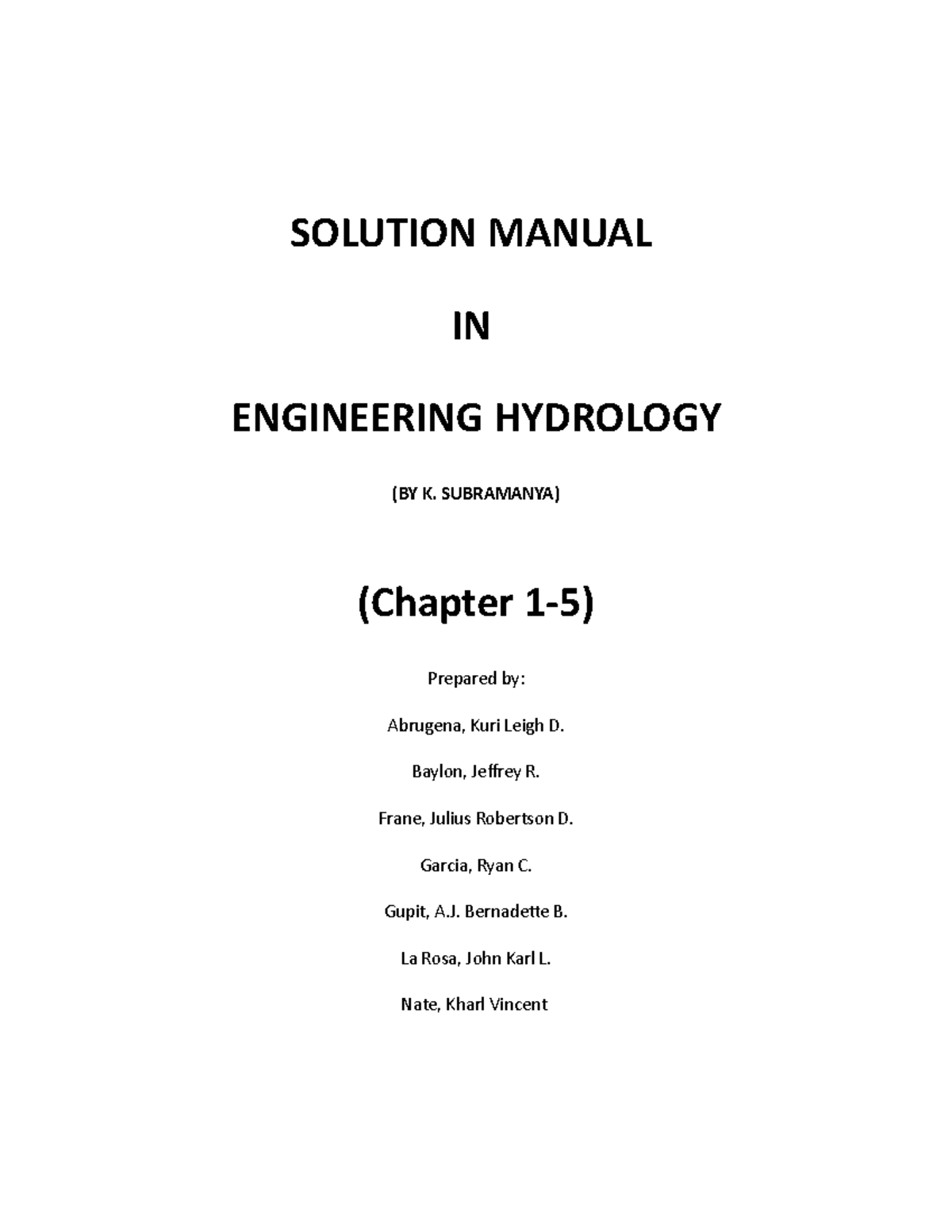 ENGINEERING HYDROLOGY K SUBRAMANYA 3RD EDITION PDF visual data 5