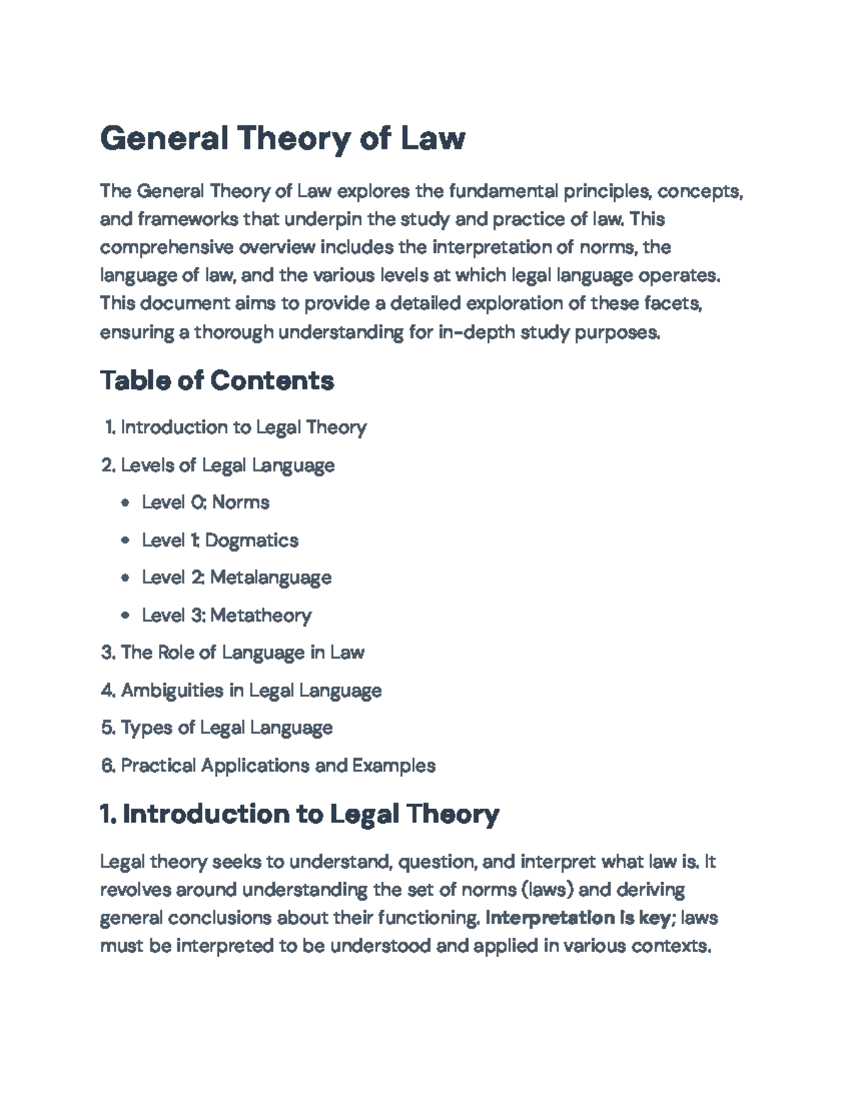 General Theory of Law: Principles, Language, and Applications - General ...