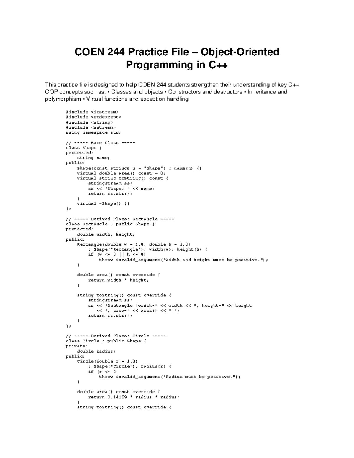 COEN 244 Practice File - UML Diagrams for Assignment 2.1 - Studocu