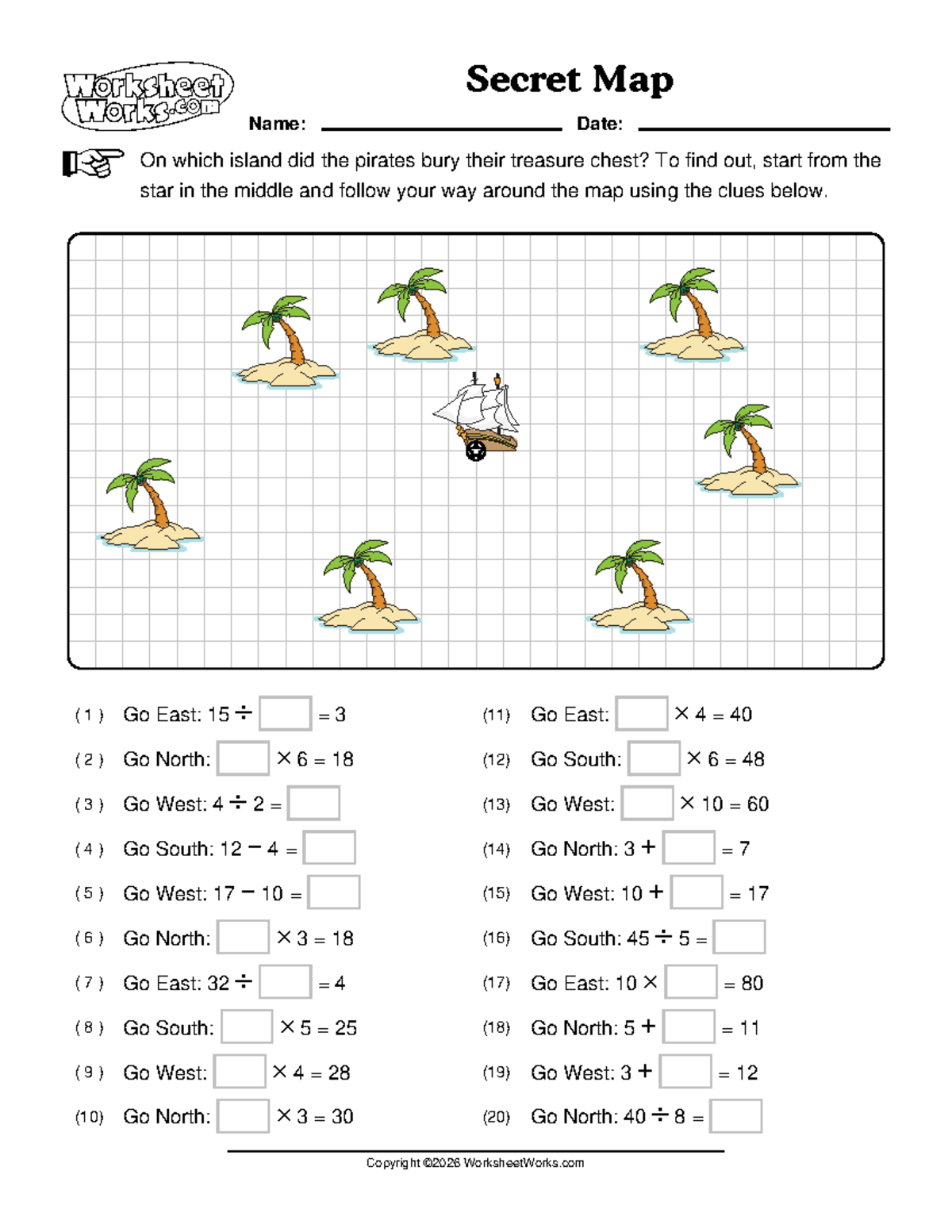 Secret Map Worksheet: Treasure Hunt Clues and Directions - Studocu