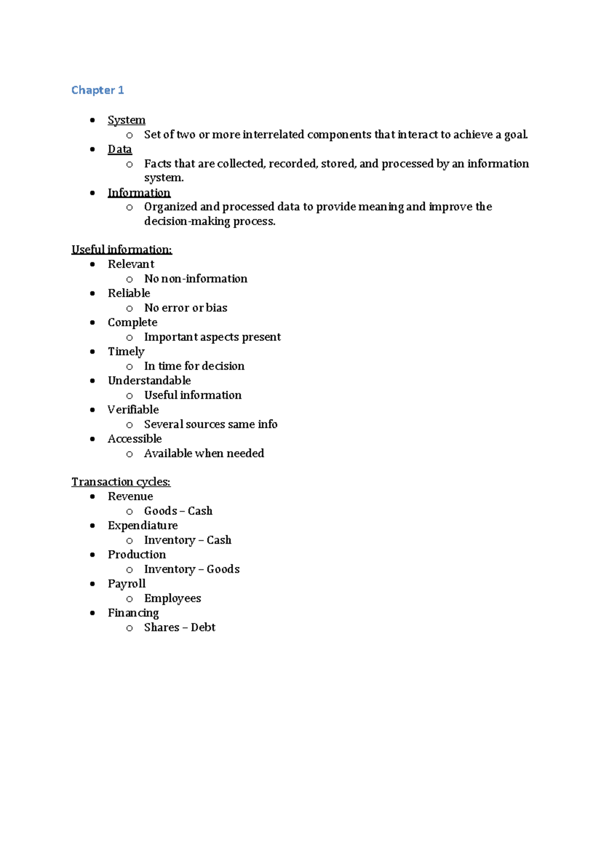AIS Summary: Key Concepts from Chapters 1-22 for Exam Prep - Studeersnel