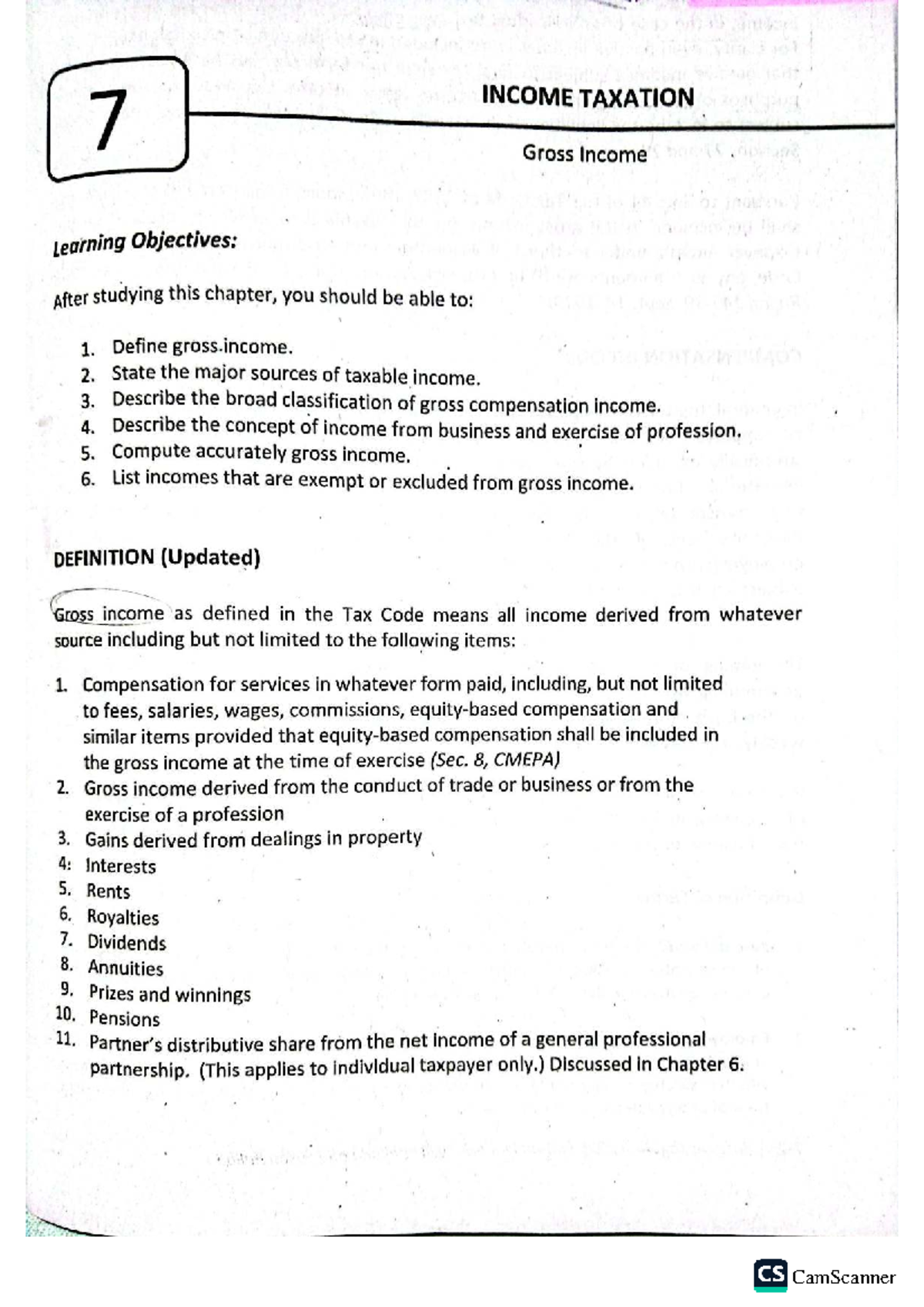 Income Taxation 2026: Chapter 7 - Understanding Gross Income - Studocu