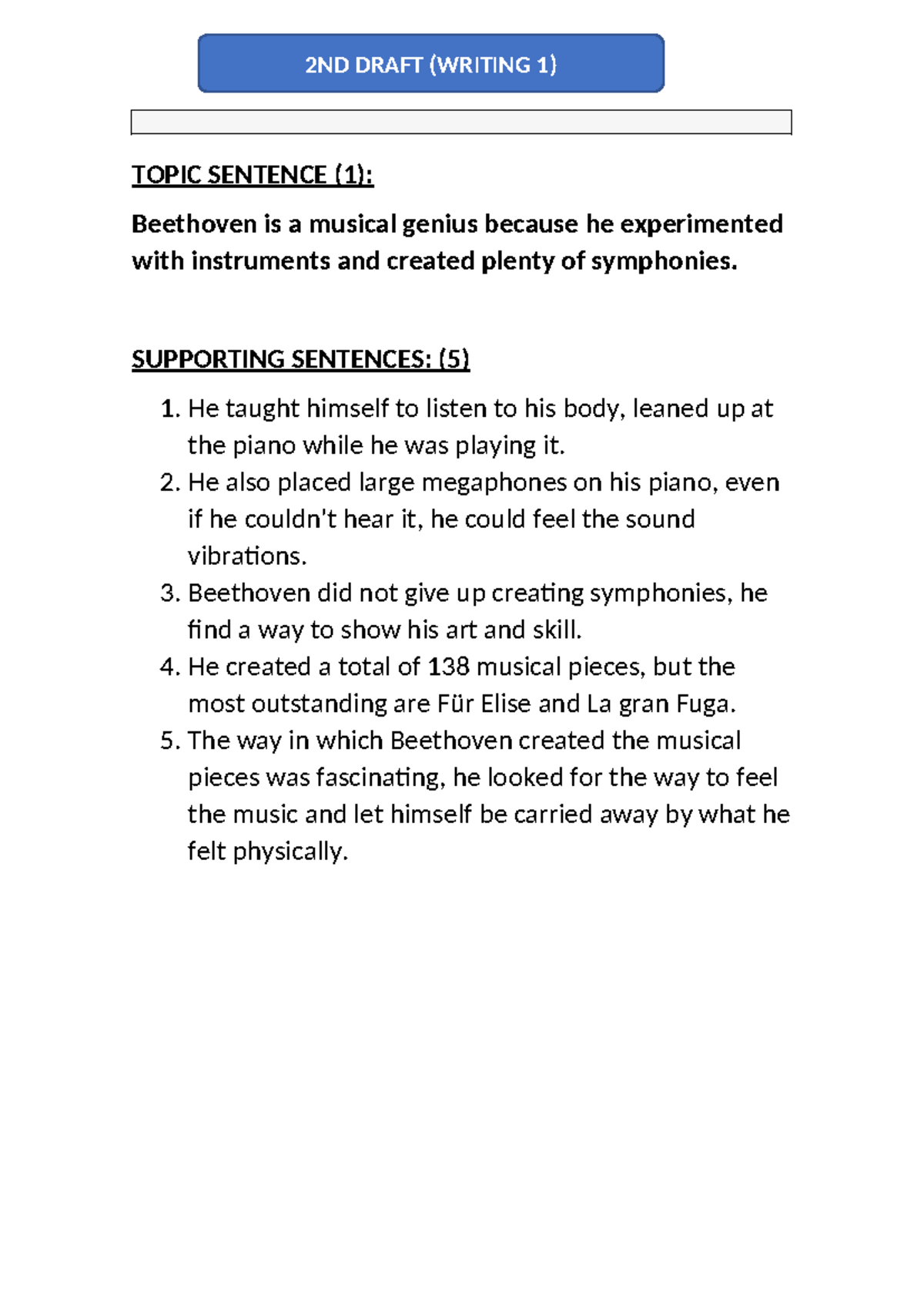 2ND Draft Essay Notes on Beethoven's Genius and Innovations - Studocu
