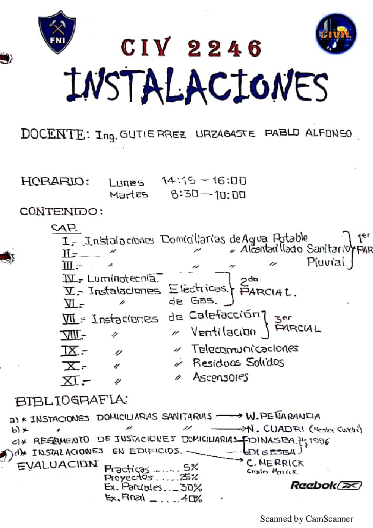 Instalaciones Domiciliarias - FNI CIV 2246 - Clase Final - Document Preview