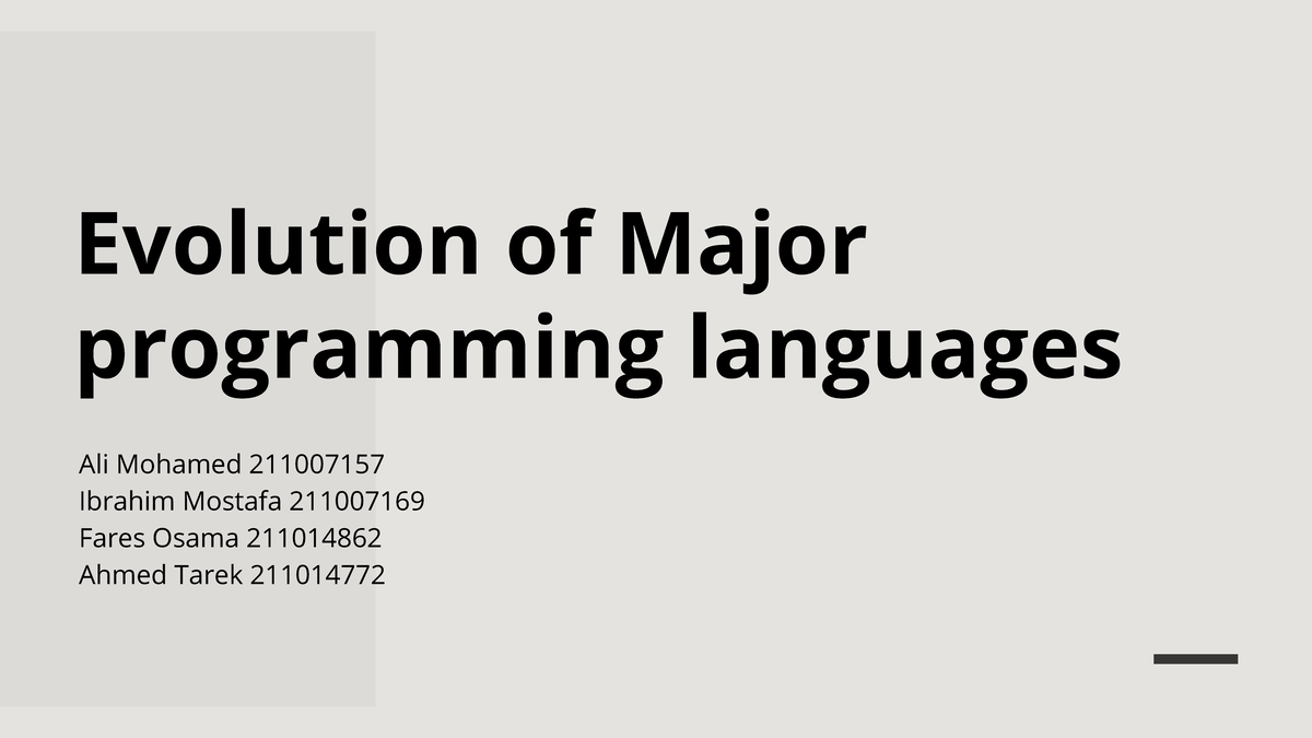 Evolution of Major programming languages - Evolution of Major ...