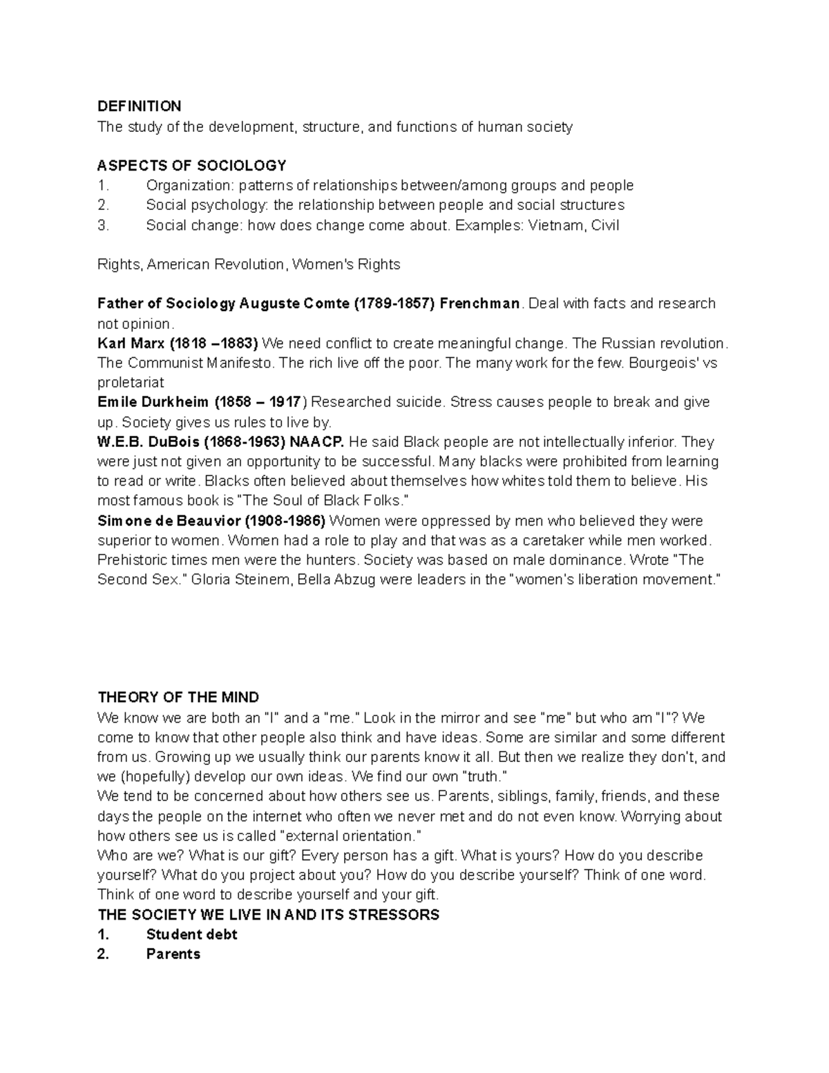Sociology Study Notes: Key Concepts and Theories Explained - Studocu