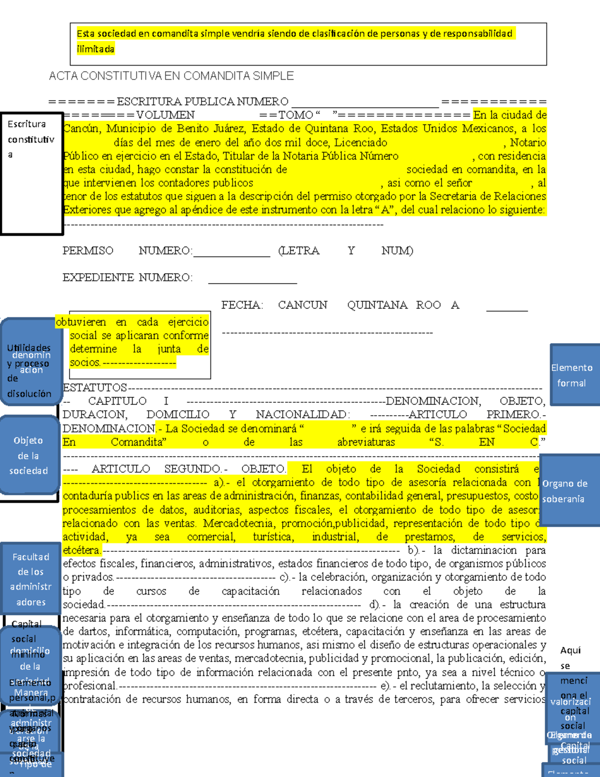 ACTA Constitutiva EN Comandita Simple - ACTA CONSTITUTIVA EN COMANDITA ...