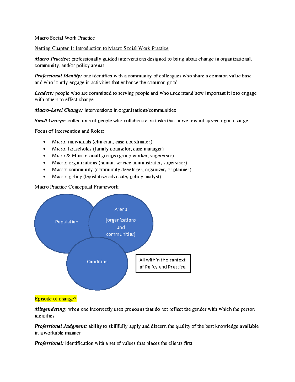Netting Ch. 1: Intro to Macro Social Work Practice Notes - Studocu