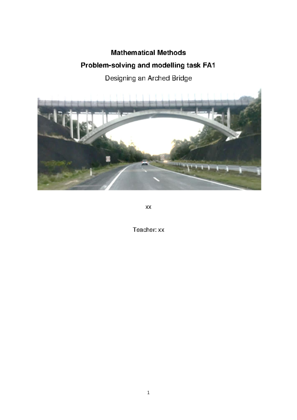 Mathematical Modelling of an Arched Bridge Design - PSMT Year 11 FA1 ...