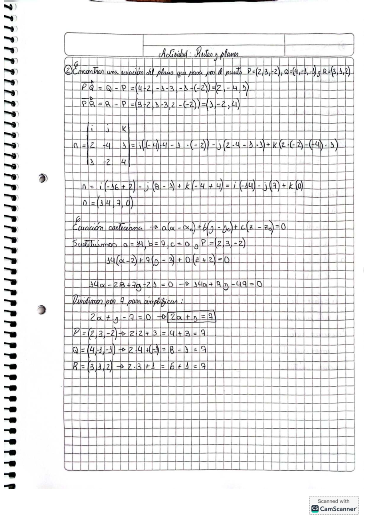 Actividad: Rectas y Planos - Ecuaciones del Plano en R3 - Studocu
