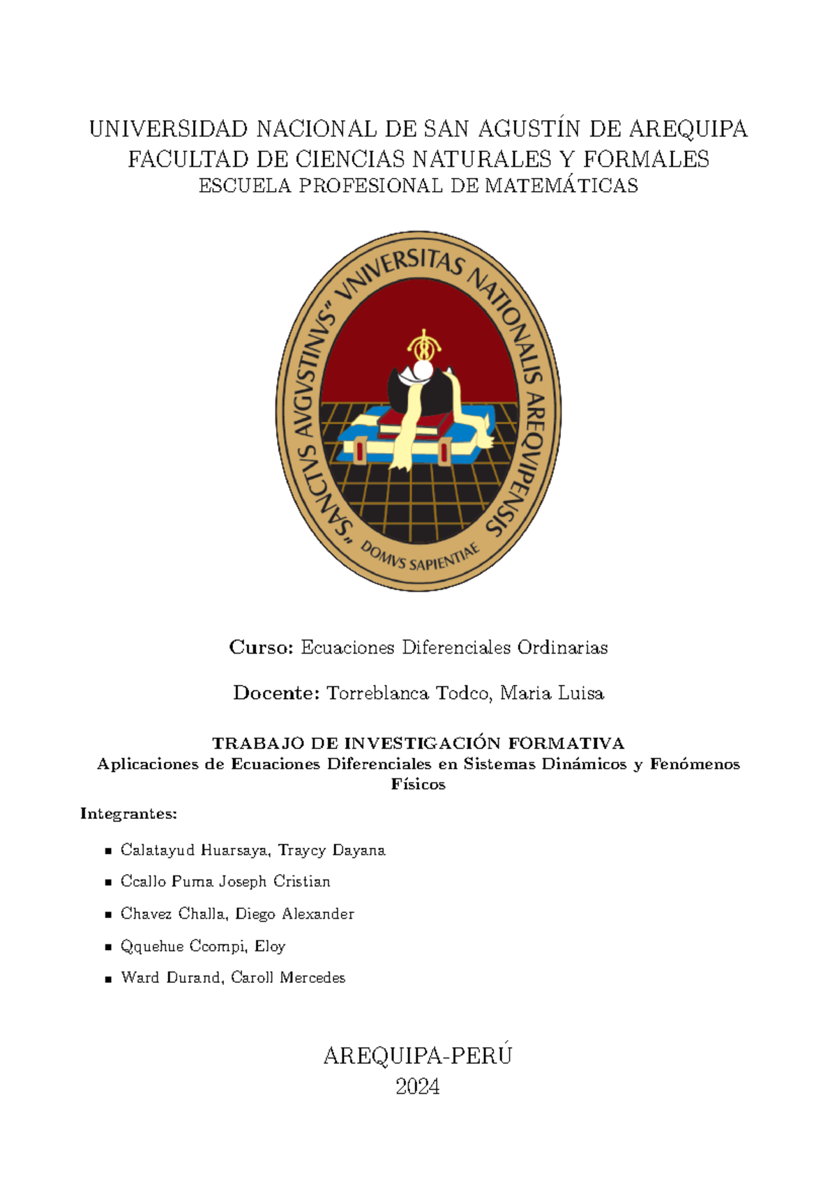 **TIF EDO - Aplicaciones de Ecuaciones Diferenciales en Sistemas Físicos** - Document Preview