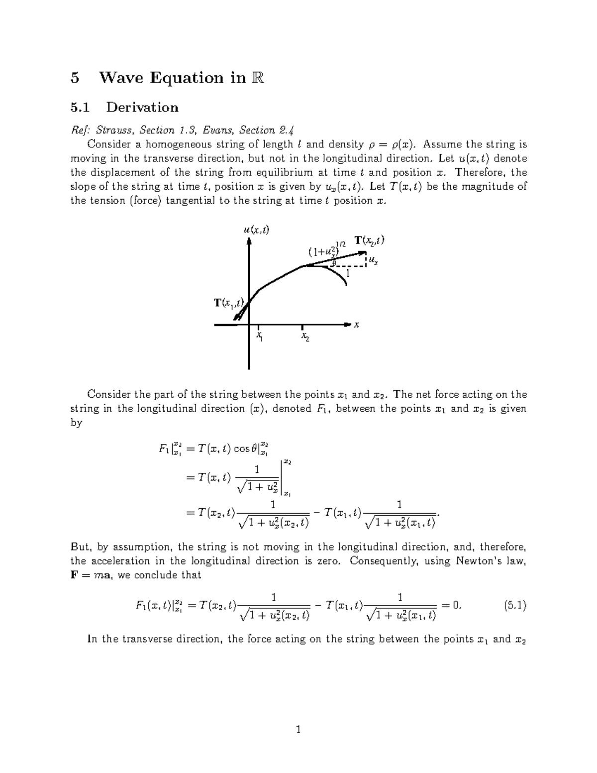 Wave Equation in R: Derivation and Energy Methods (5.1 - 5.5) - Studocu