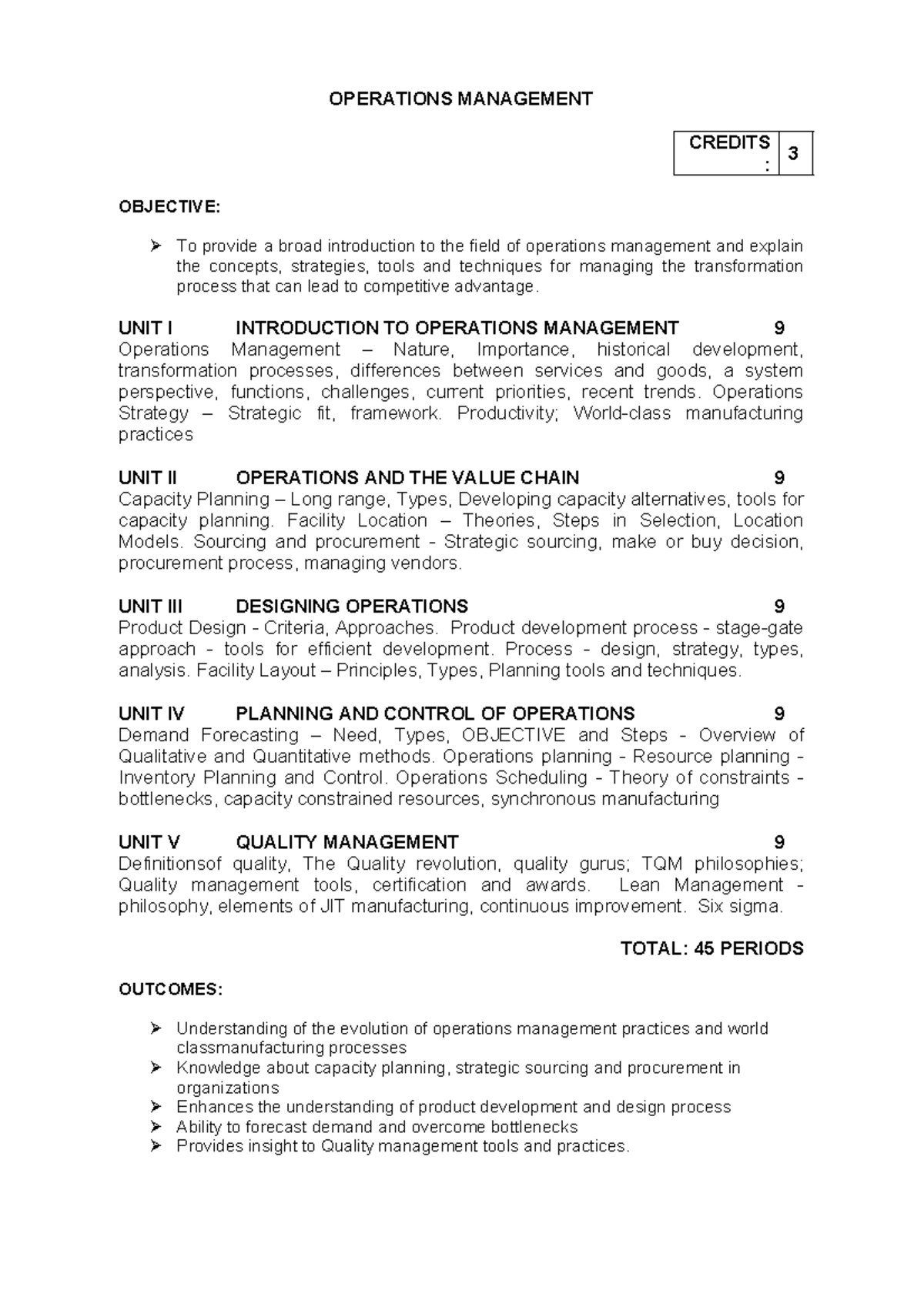 II-Sem-Operations Management: Comprehensive Outline of Key Concepts ...