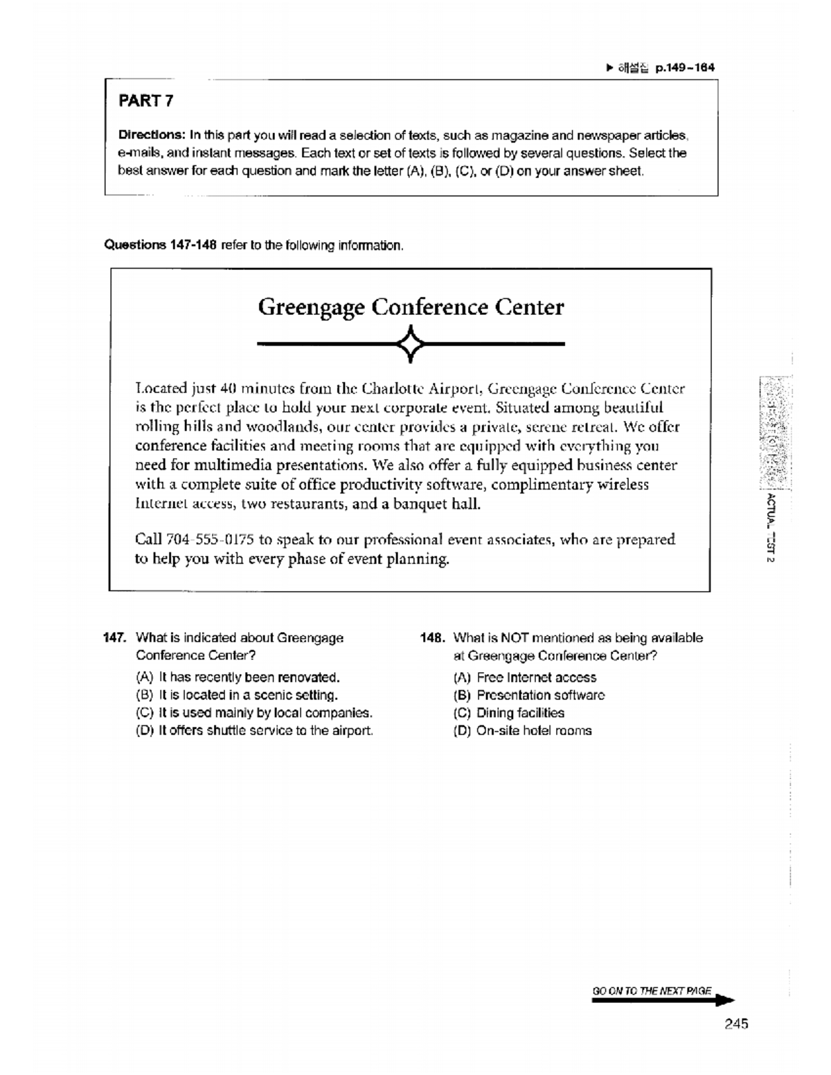 ACTUAL TEST 2: Reading Comprehension Practice and Analysis - Studocu