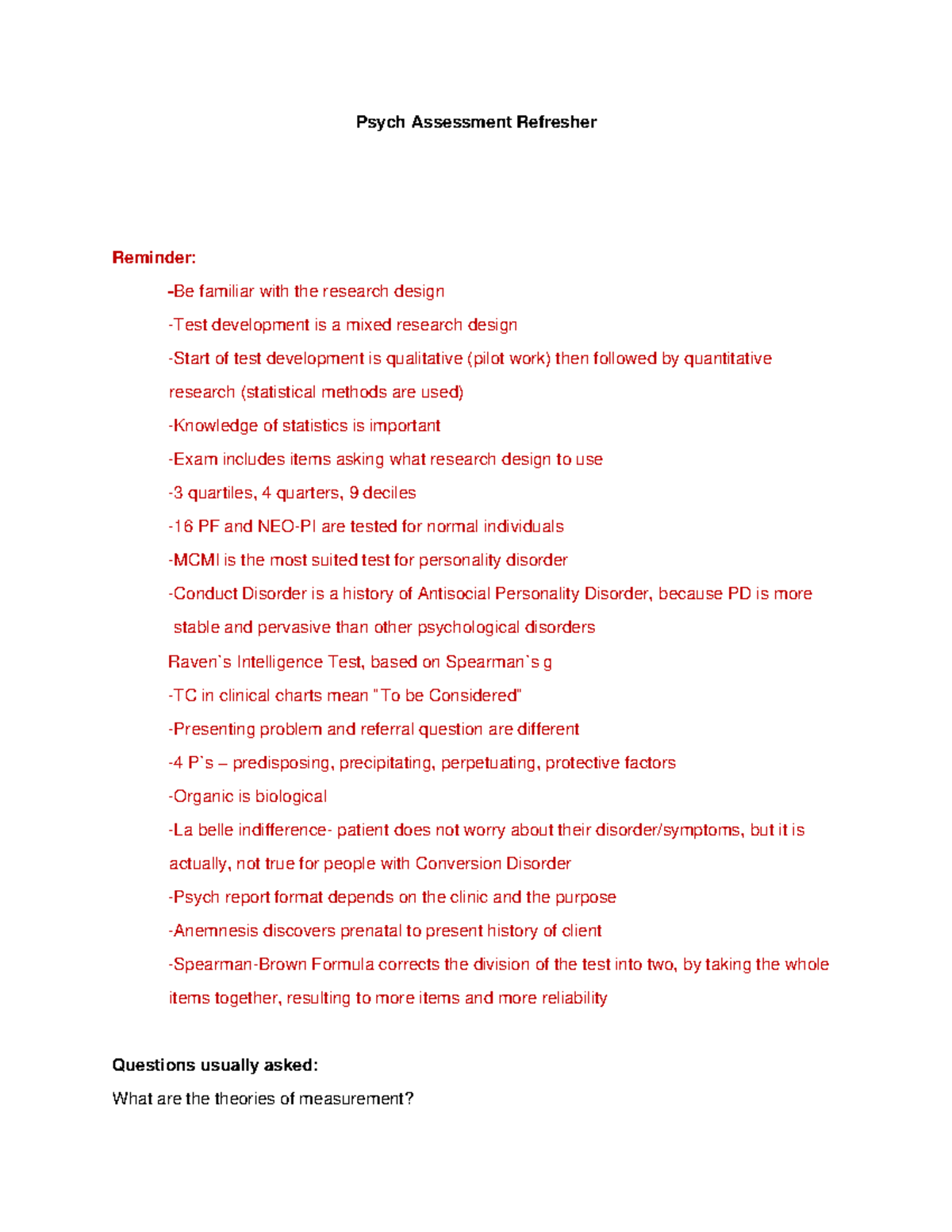 PSY 301: Psych Assessment & Testing Final Exam Review Notes - Document Preview