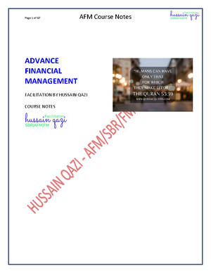 ACCA AFM Workbook FQP - Further question practice VL2020 These ...