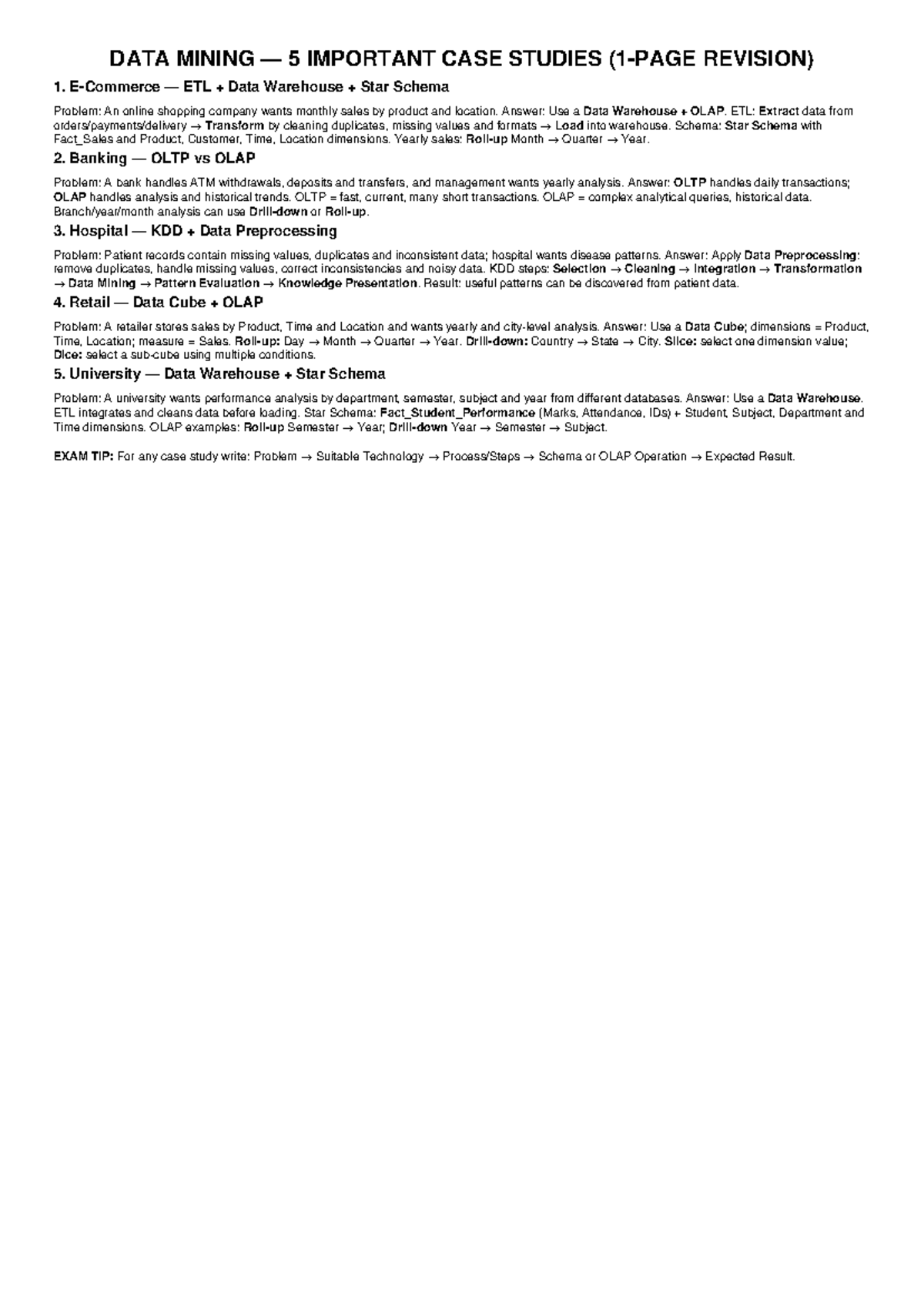 DATA MINING CASE STUDIES REVISION (5 KEY EXAMPLES) - Studocu