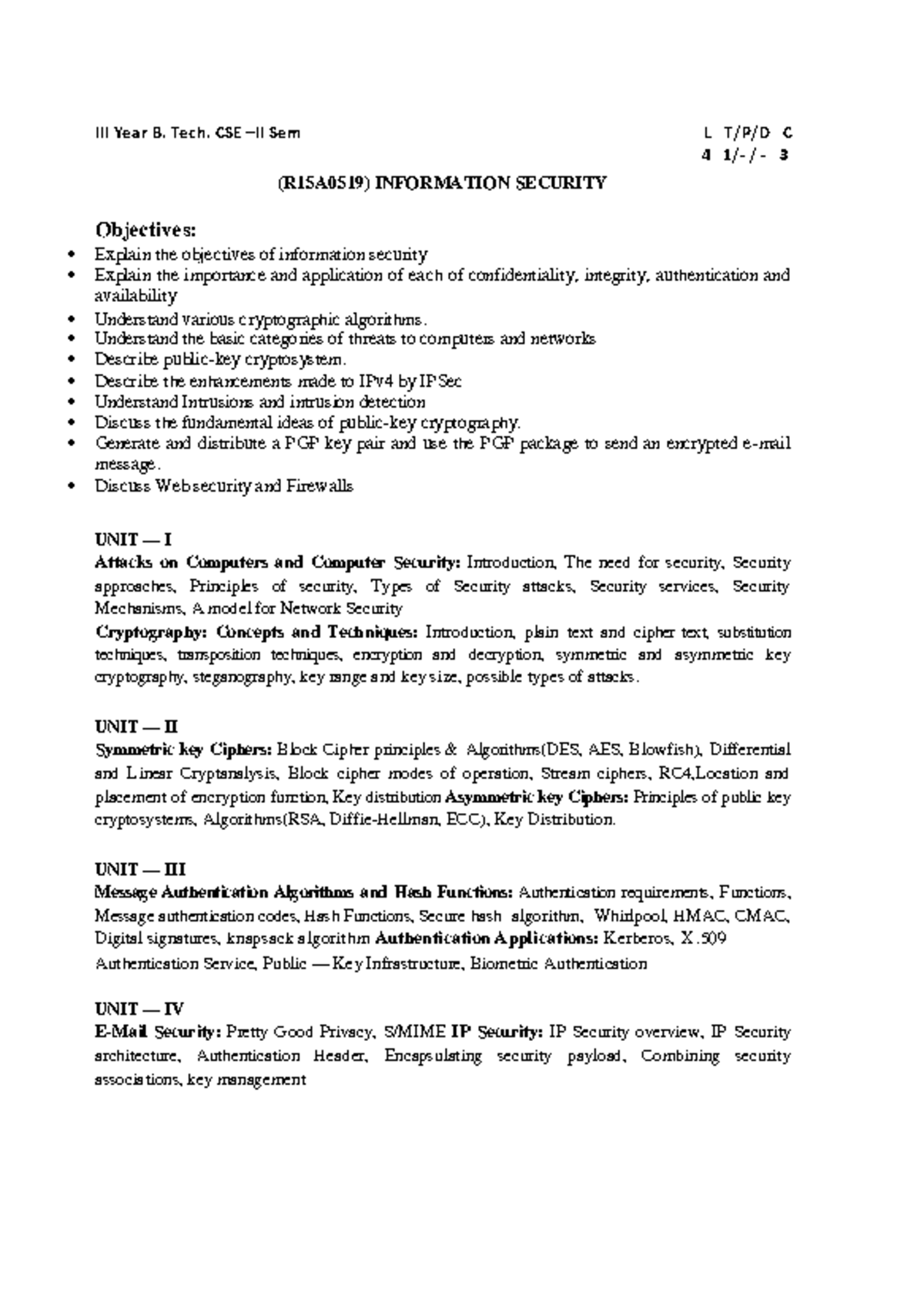 Information Security - Digital Notes - III Year B. Tech. CSE – - III ...