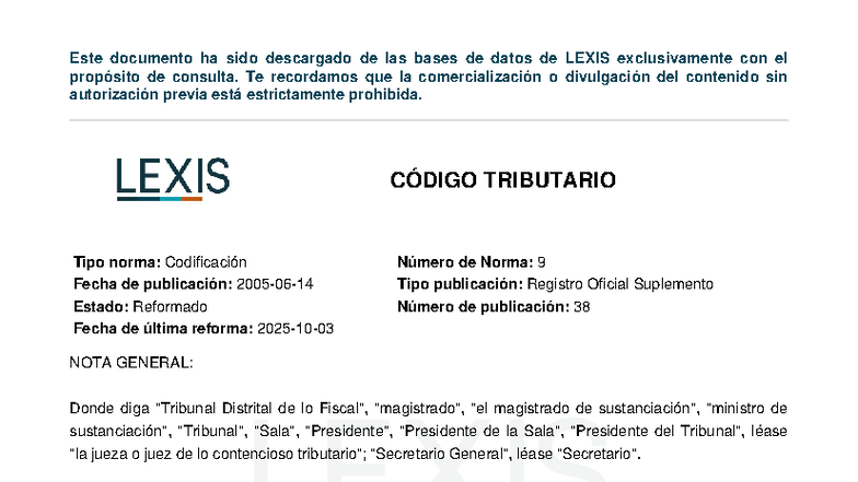Código Tributario: Análisis y Reformas - JSDNPFRO - Document Preview