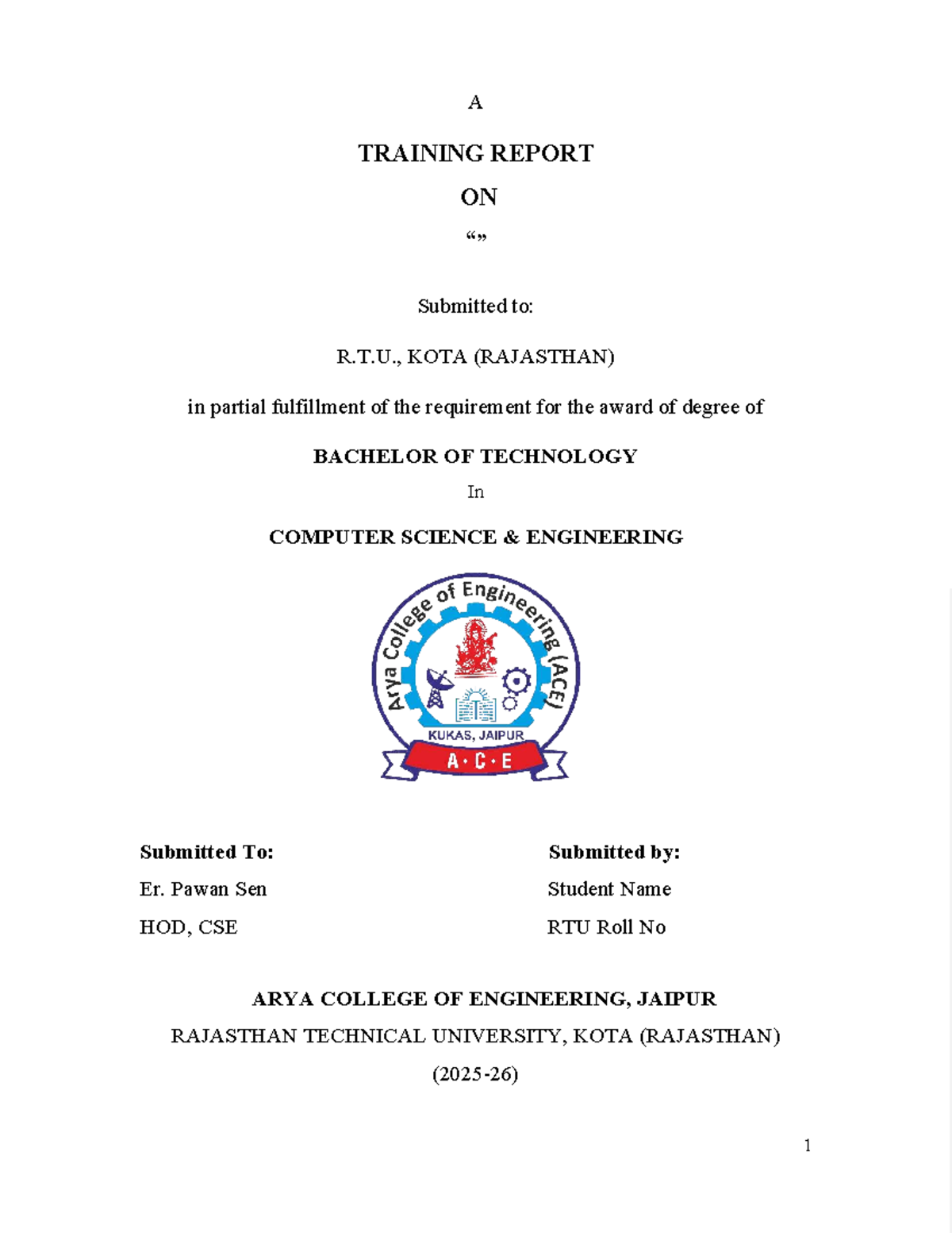 B.Tech 3rd Sem Training Report - Computer Science Engineering - Studocu