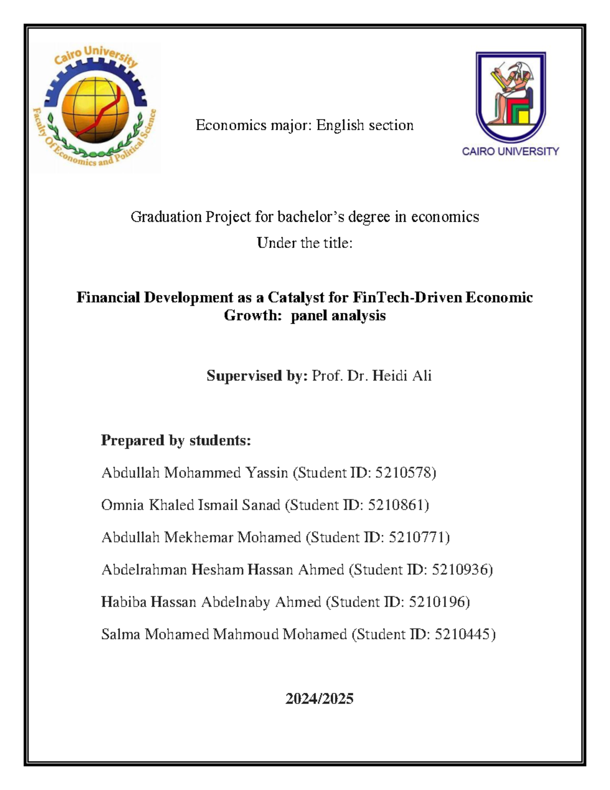 FIN 401: Graduation Project on FinTech's Impact on Economic Growth ...