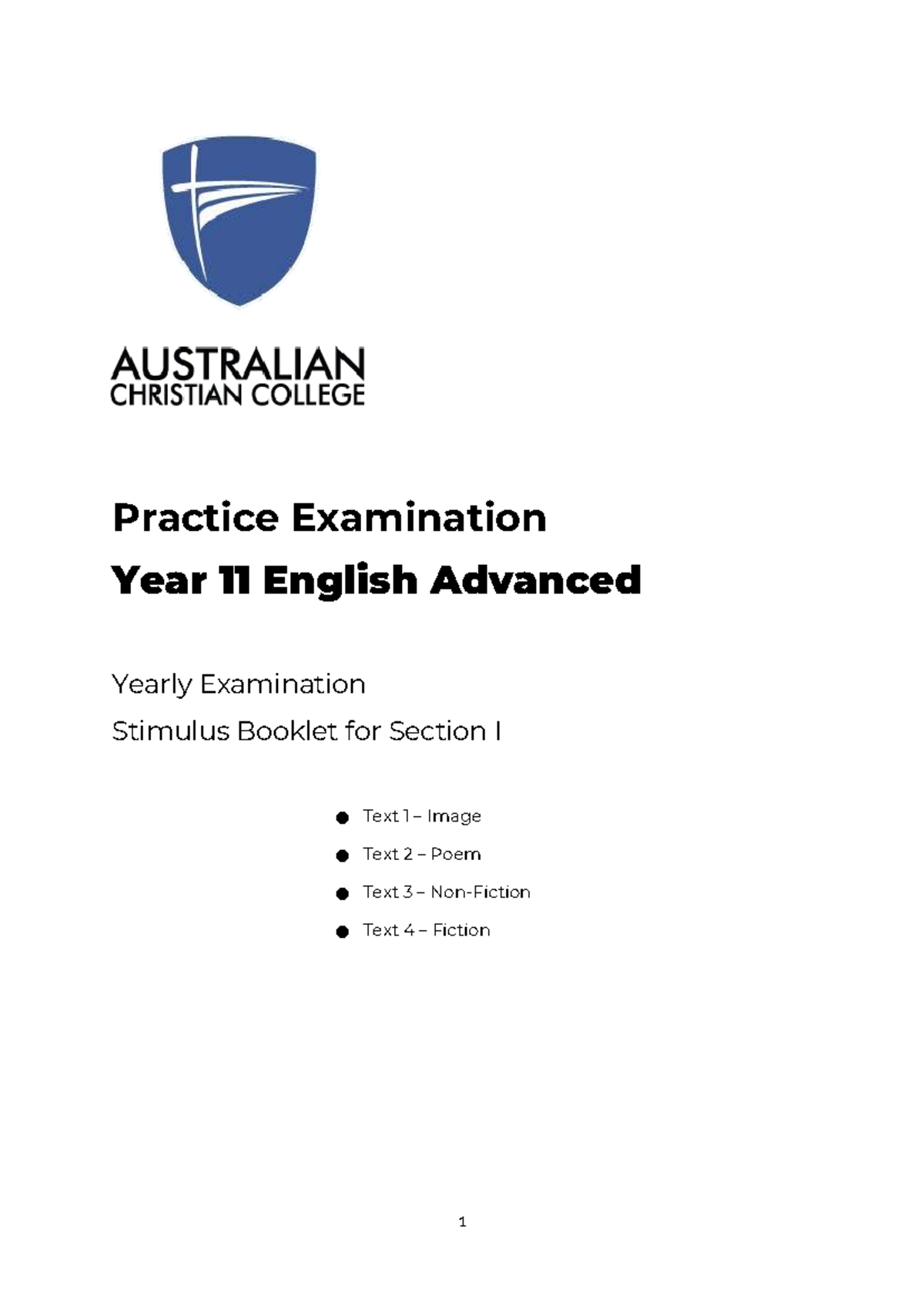 Year 11 English Advanced In-Class Practice Exam - Stimulus Section ...