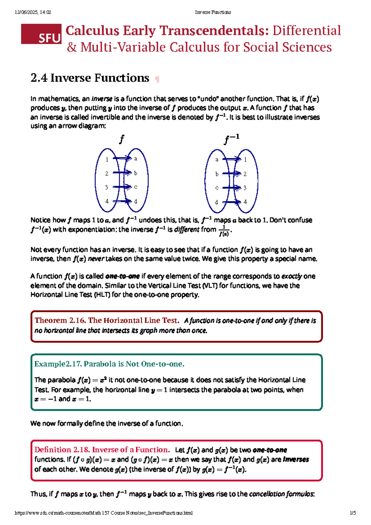 Inverse Functions - Summary for Mathematics 14:02 - Studocu