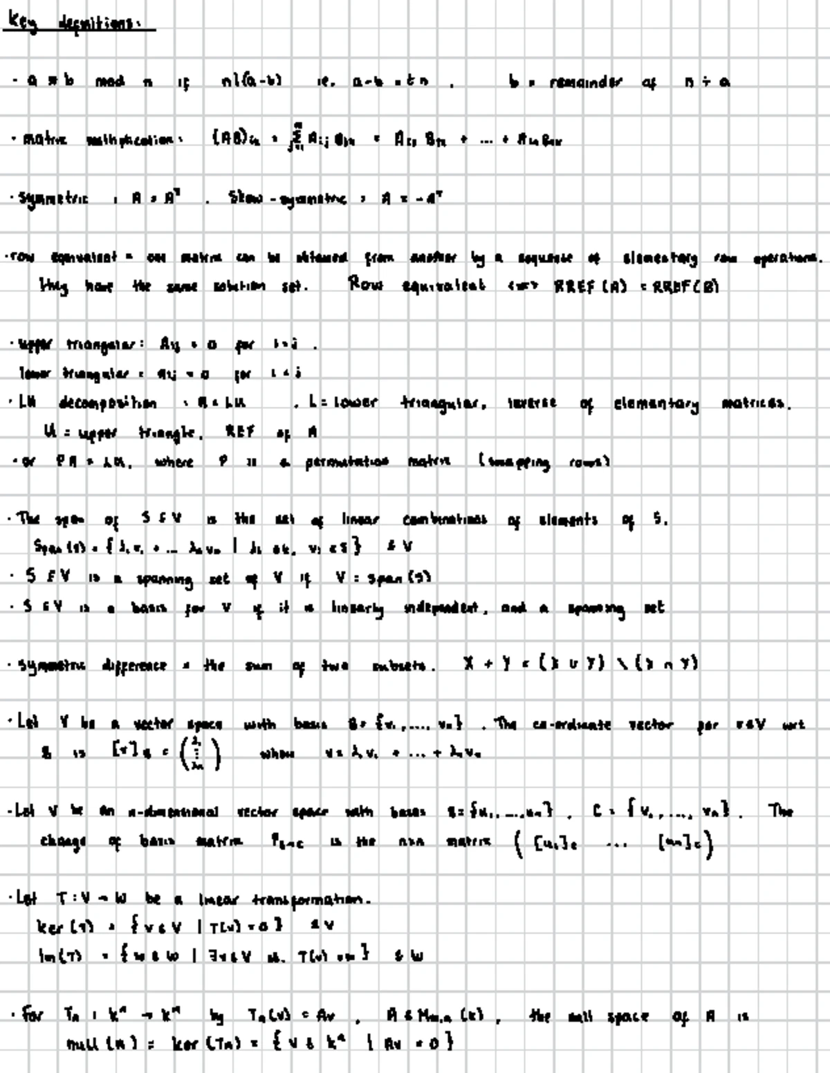 2021-2022 Linear Algebra Notes Part 2 - Linear Algebra A: Notes for ...