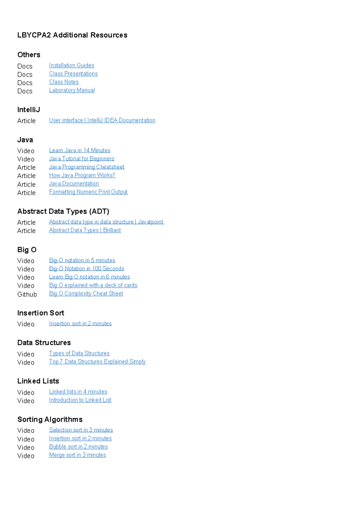 LCPA2 Additional Resources: Java, Data Structures & Algorithms - Studocu