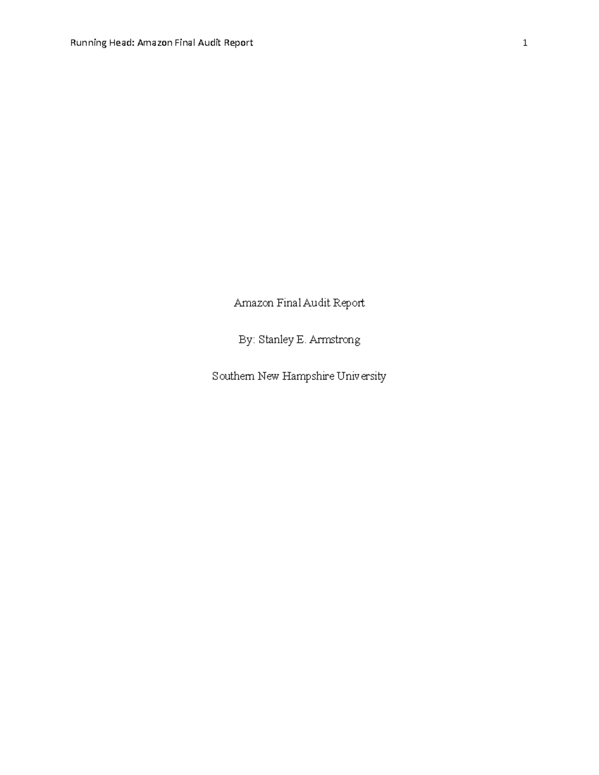 Auditing report - Distinction - Running Head: Amazon Final Audit Report ...