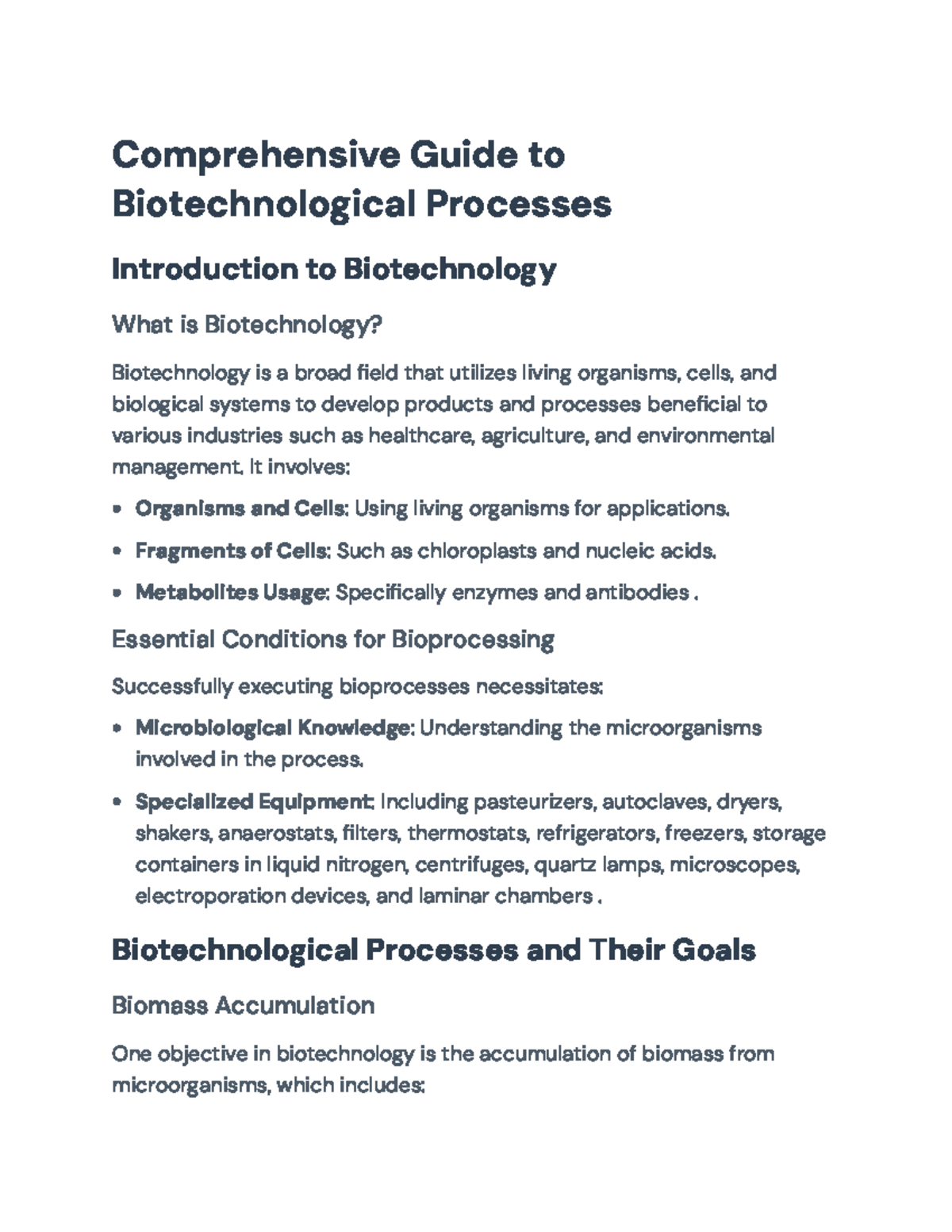 Biotechnological Processes: A Comprehensive Guide for BIOT202 Midterm ...