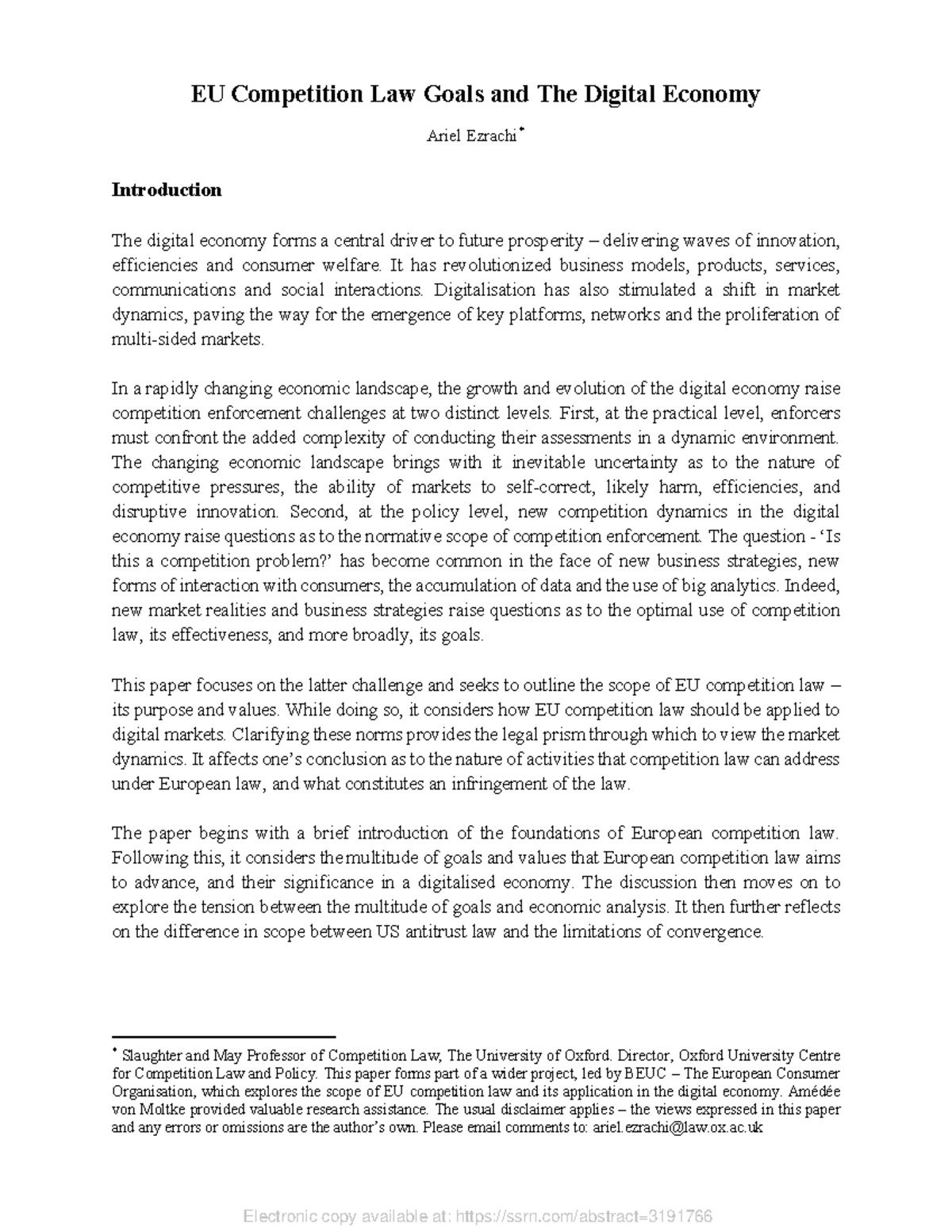 Ezrachi, EU Competition Law Goals and the Digital Economy - EU ...