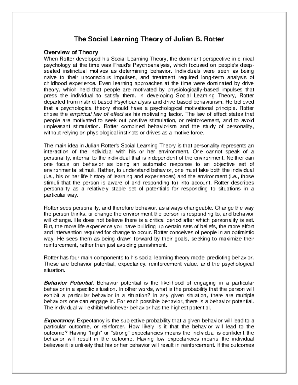 Psychology 101: Comprehensive Overview of Social Learning Theory - Studocu