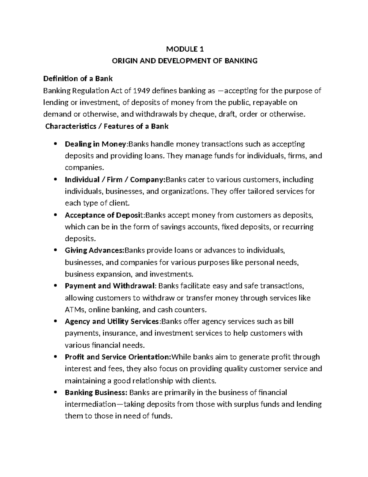 Module 1: Origin and Development of Banking - A Comprehensive Overview ...