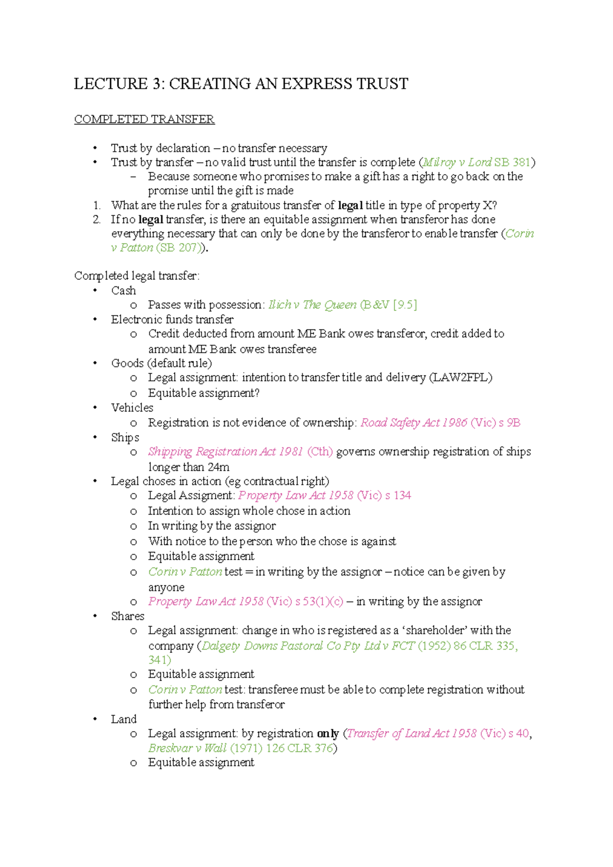 Lecture 3 - Notes - LECTURE 3: CREATING AN EXPRESS TRUST COMPLETED ...