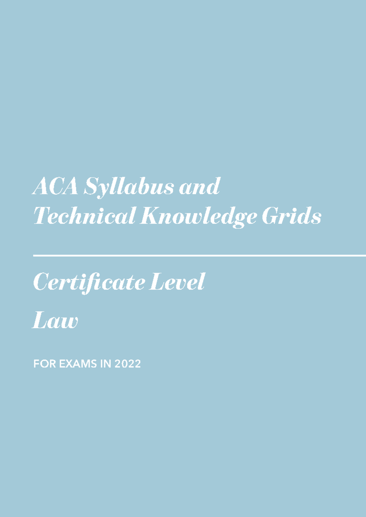 2022 ACA Syllabus Handbook Certificate Law - ACA Syllabus and Technical ...