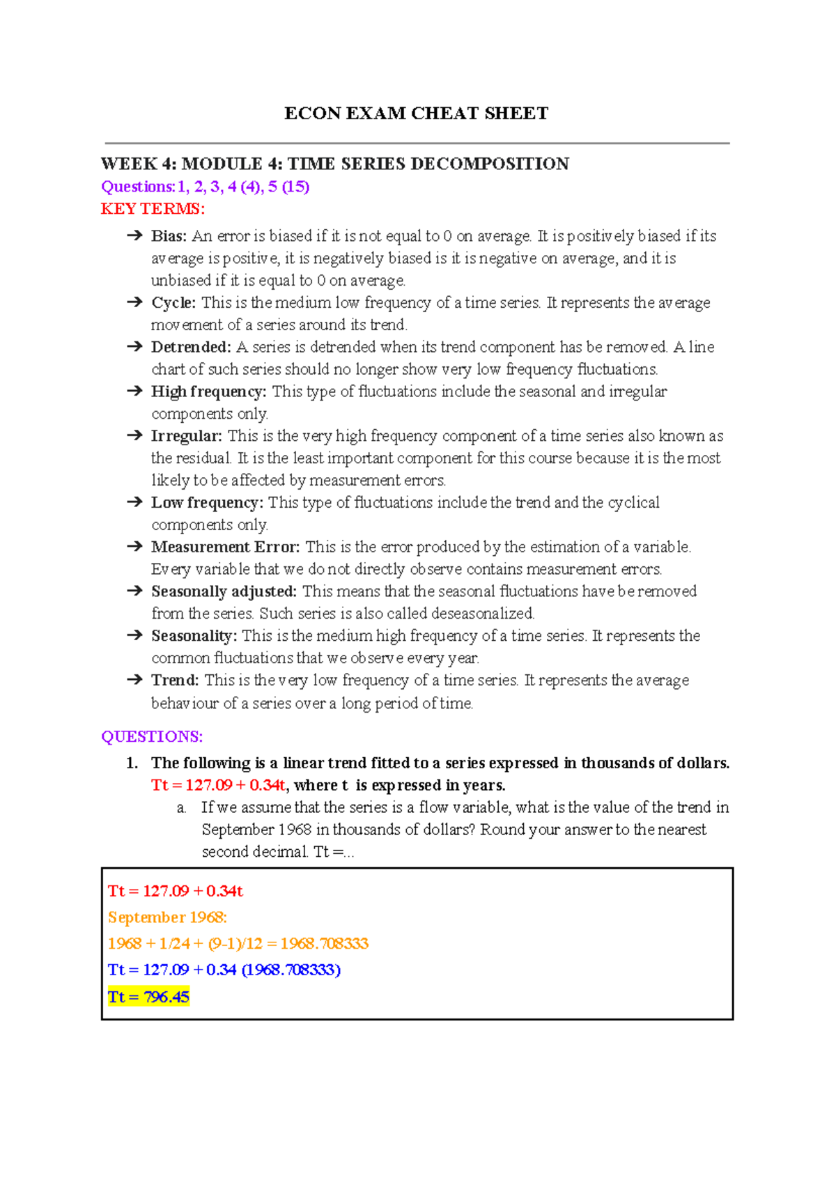 ECON 102 Final Exam Cheat Sheet - Key Concepts & Quiz Q&A Guide - Studocu