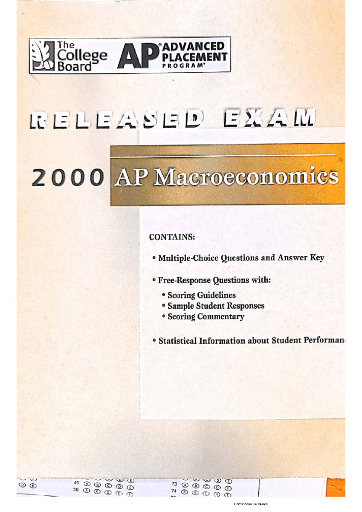 AP Macroeconomics Released Exam 2000: Questions & Answer Key - Document Preview