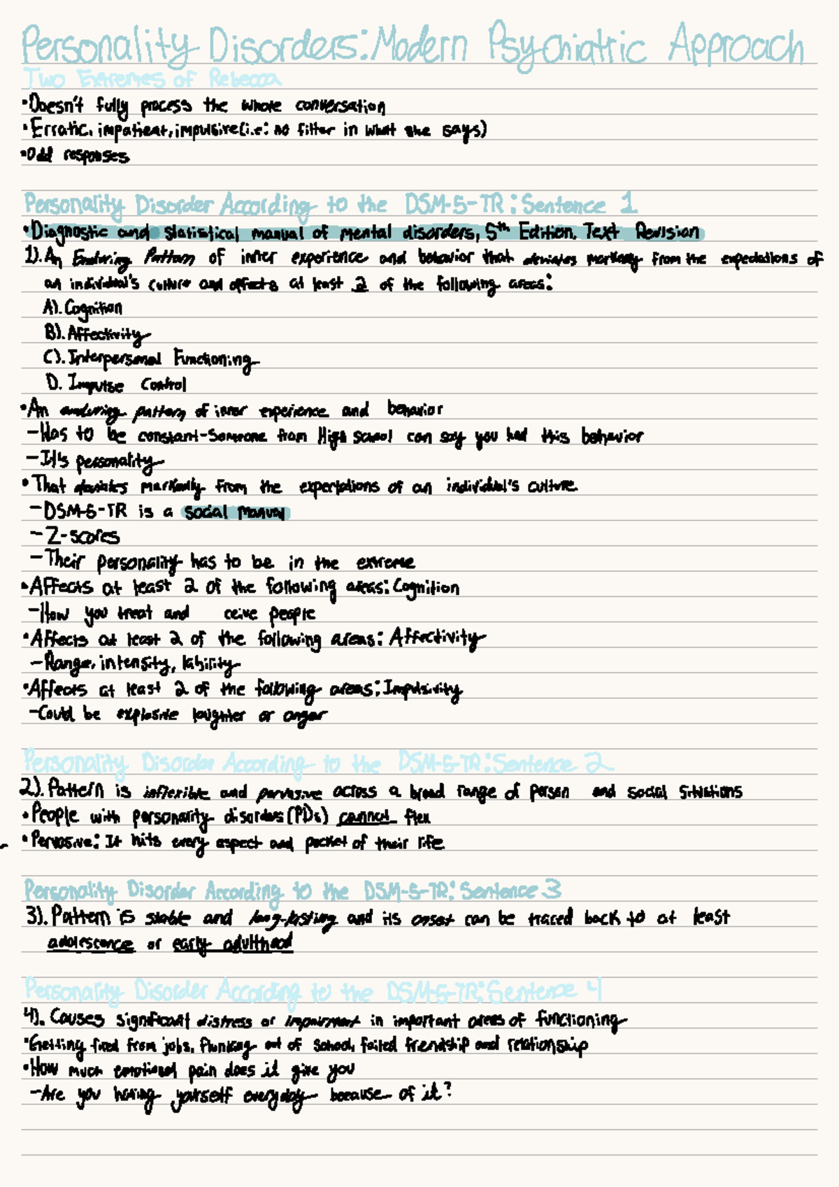 Final Exam Study Guide for PSY 101: Understanding Personality Disorders ...
