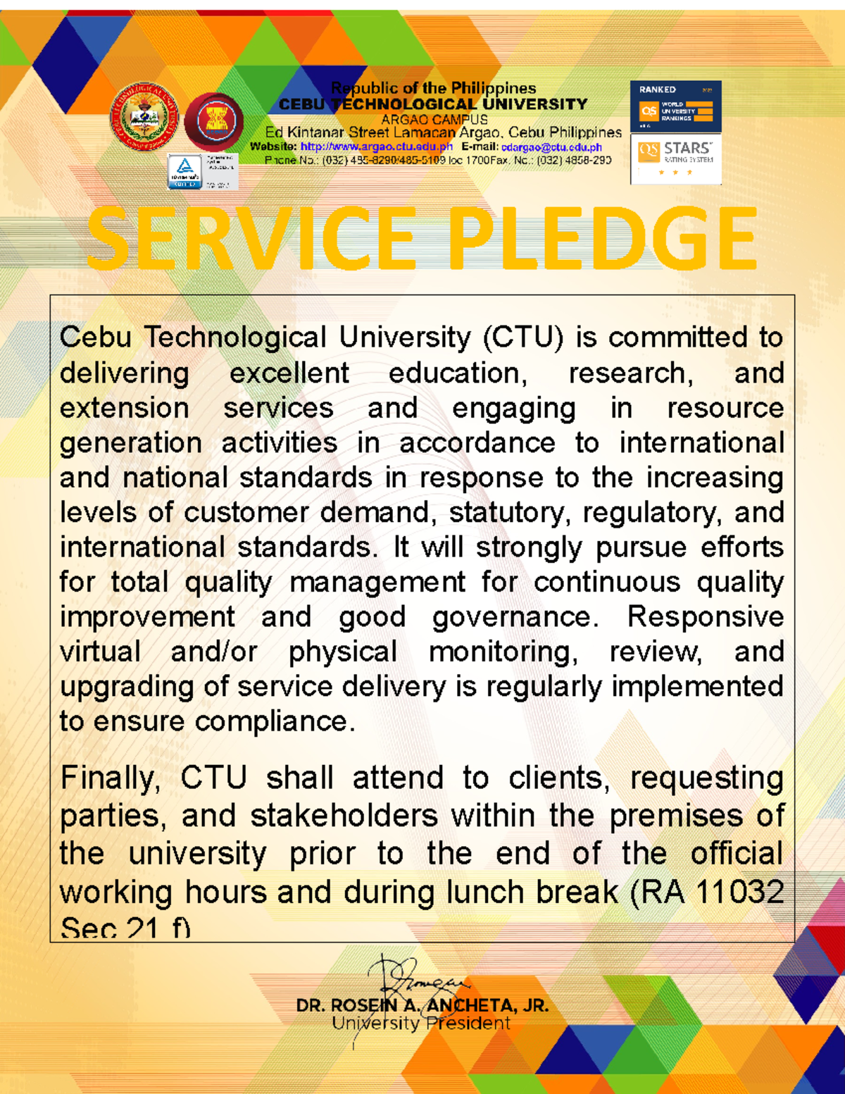 3 March 7 Service pledge Quality policy Template - SERVICE PLEDGE Cebu ...